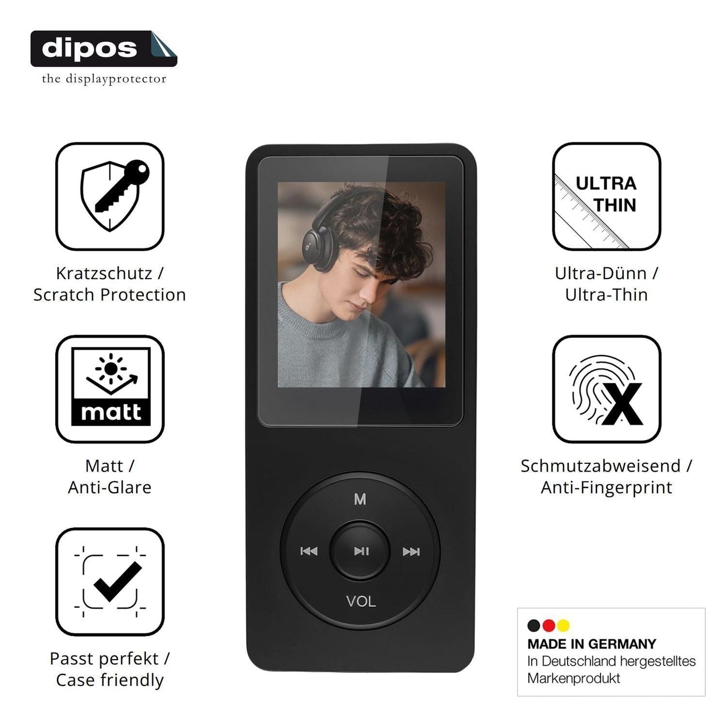 4x Schutzfolie matt für Poeloisy Q2 MP3-Player Dis (7)