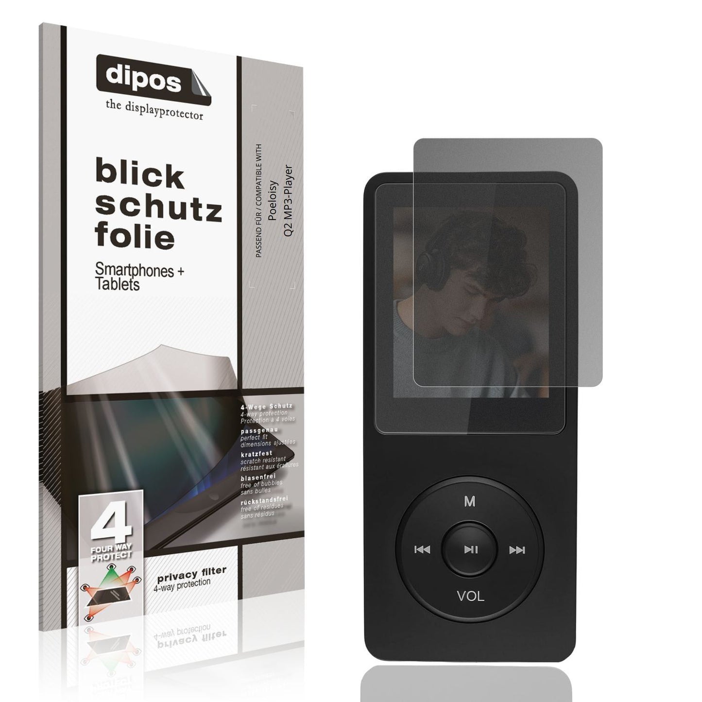 Blickschutzfolie für Poeloisy Q2 MP3-Player matt S (1)