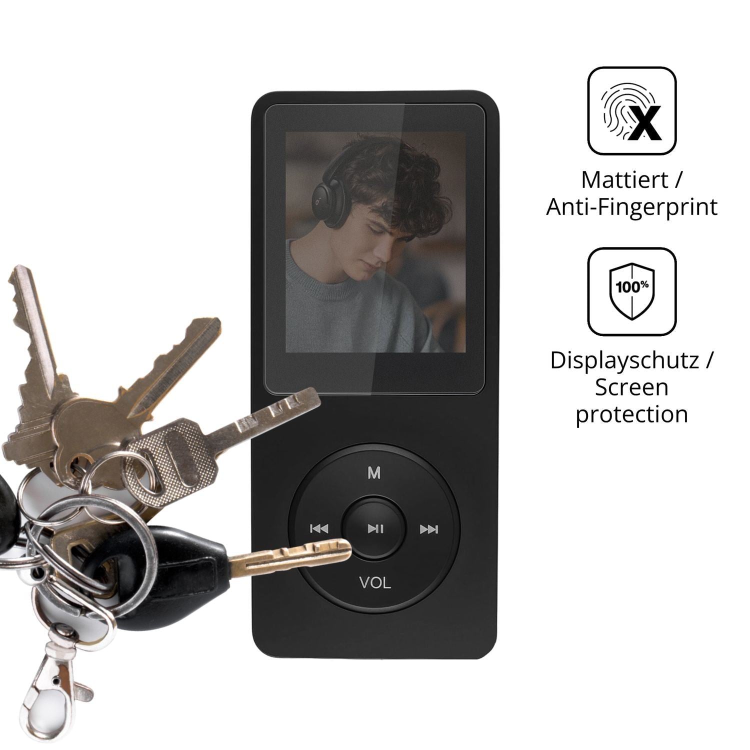 Blickschutzfolie für Poeloisy Q2 MP3-Player matt S (3)