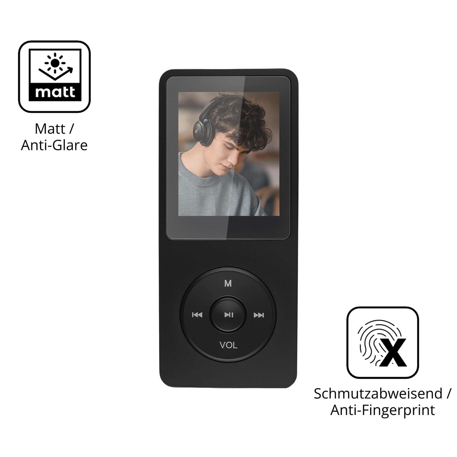 2x 9H Schutzfolie matt für Poeloisy Q2 MP3-Player  (5)