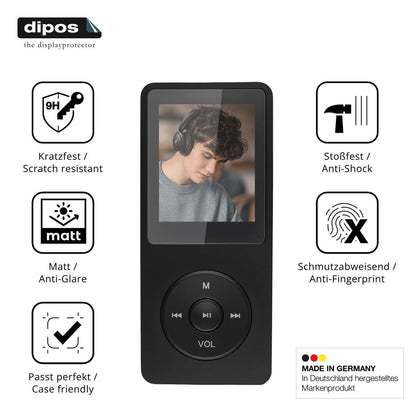 2x 9H Schutzfolie matt für Poeloisy Q2 MP3-Player  (7)