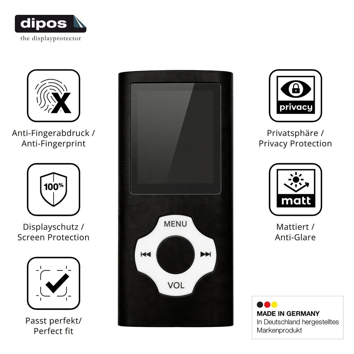 Blickschutzfolie für Witfoam W1 MP3-Player matt Sc (5)