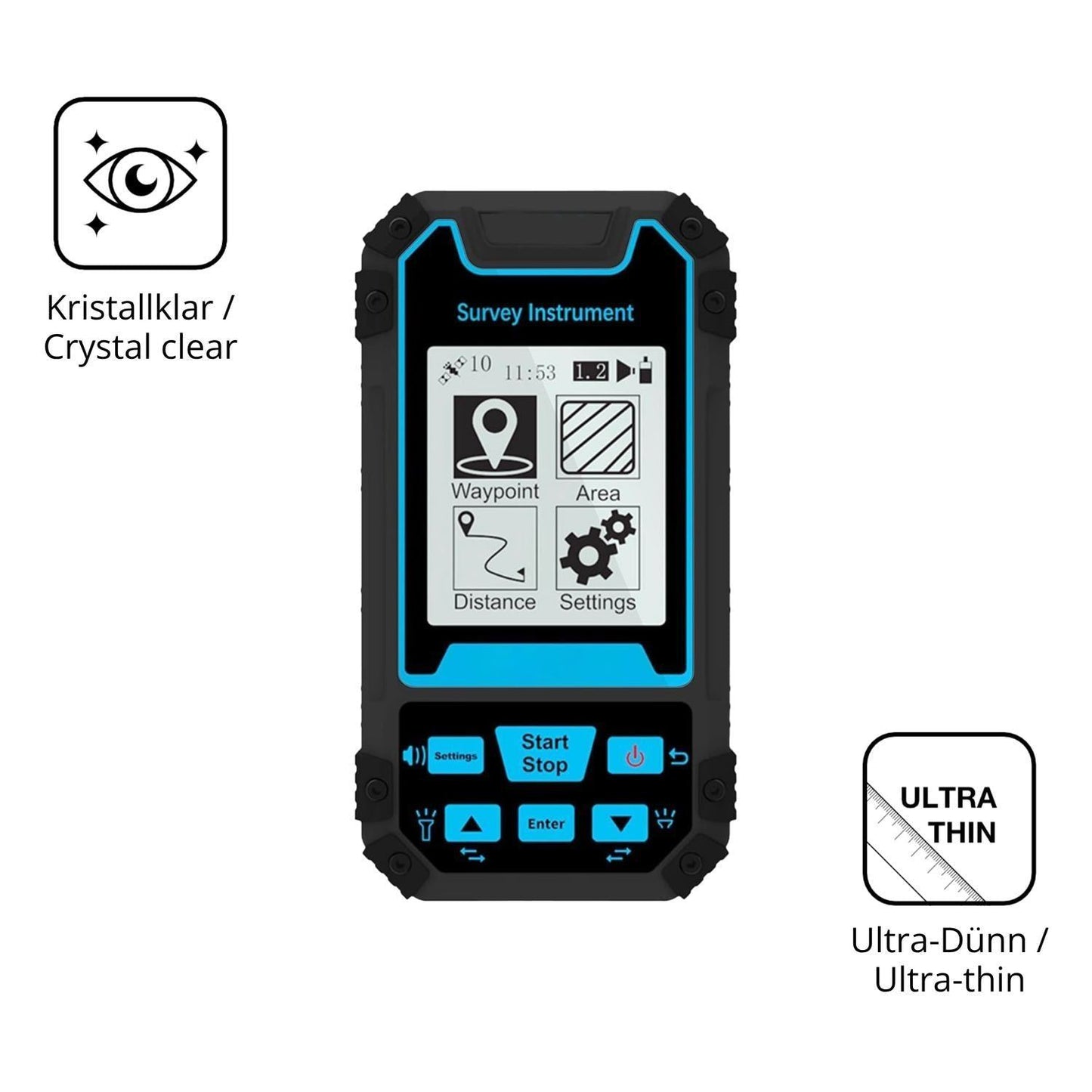 2x Schutzfolie klar für Asixxsix GPS Land-messer D (5)