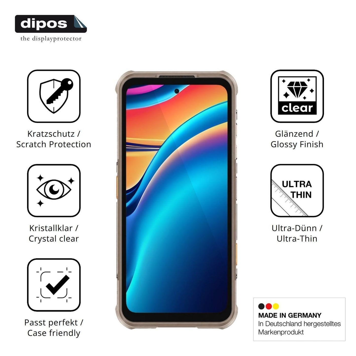 4x Schutzfolie klar für RugOne Xever 8 Display-Sch (7)
