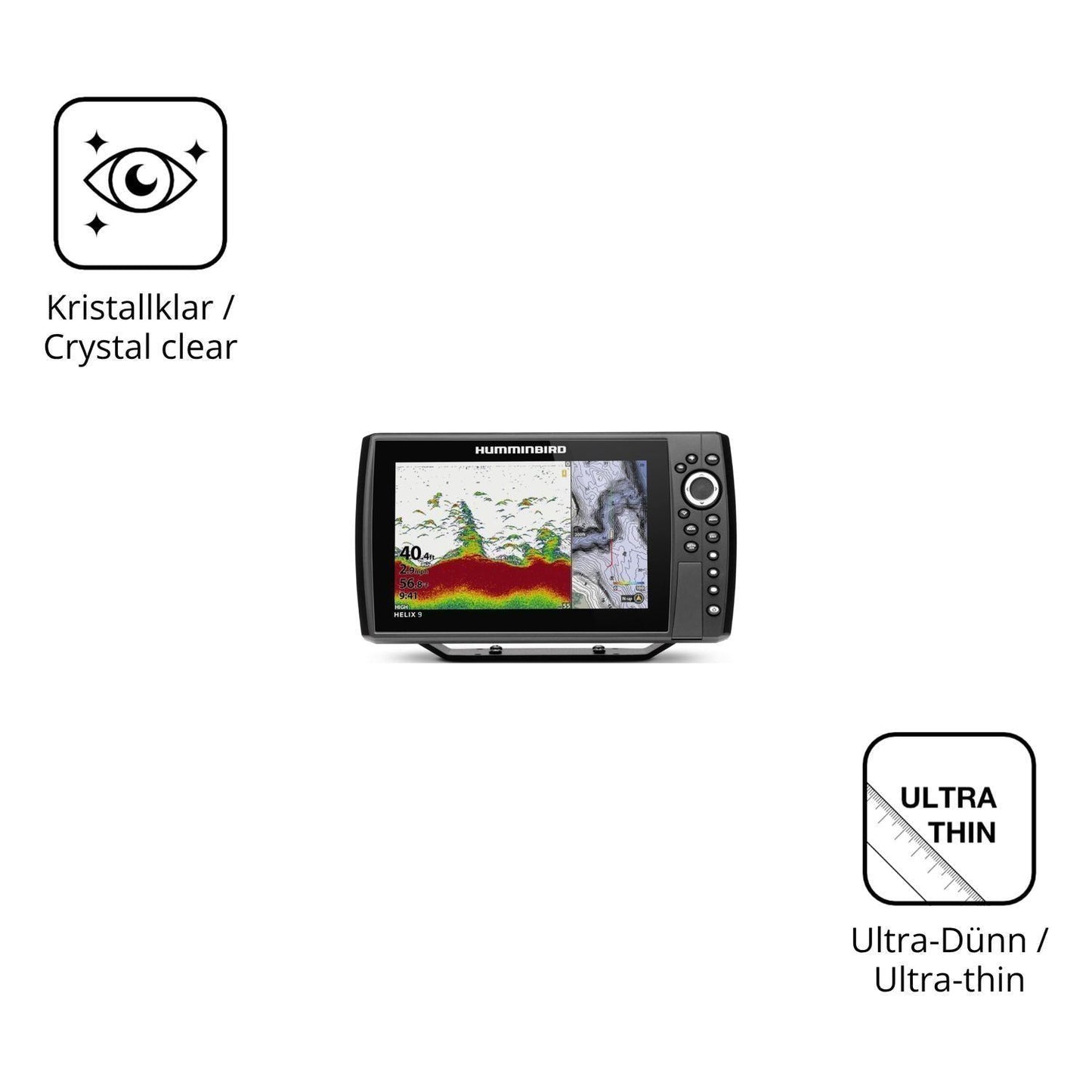 2x Schutzfolie klar für Humminbird Helix 9 Display (5)