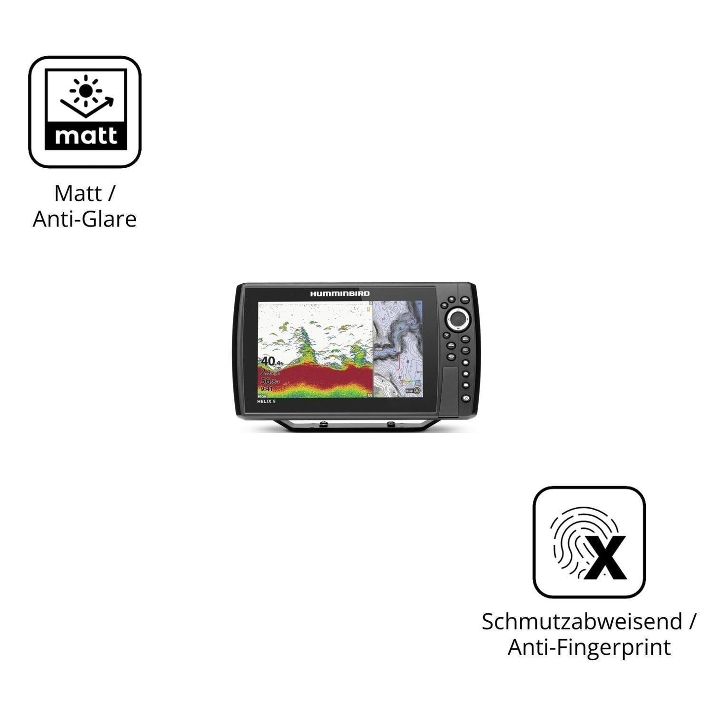 2x Schutzfolie matt für Humminbird Helix 9 Display (5)