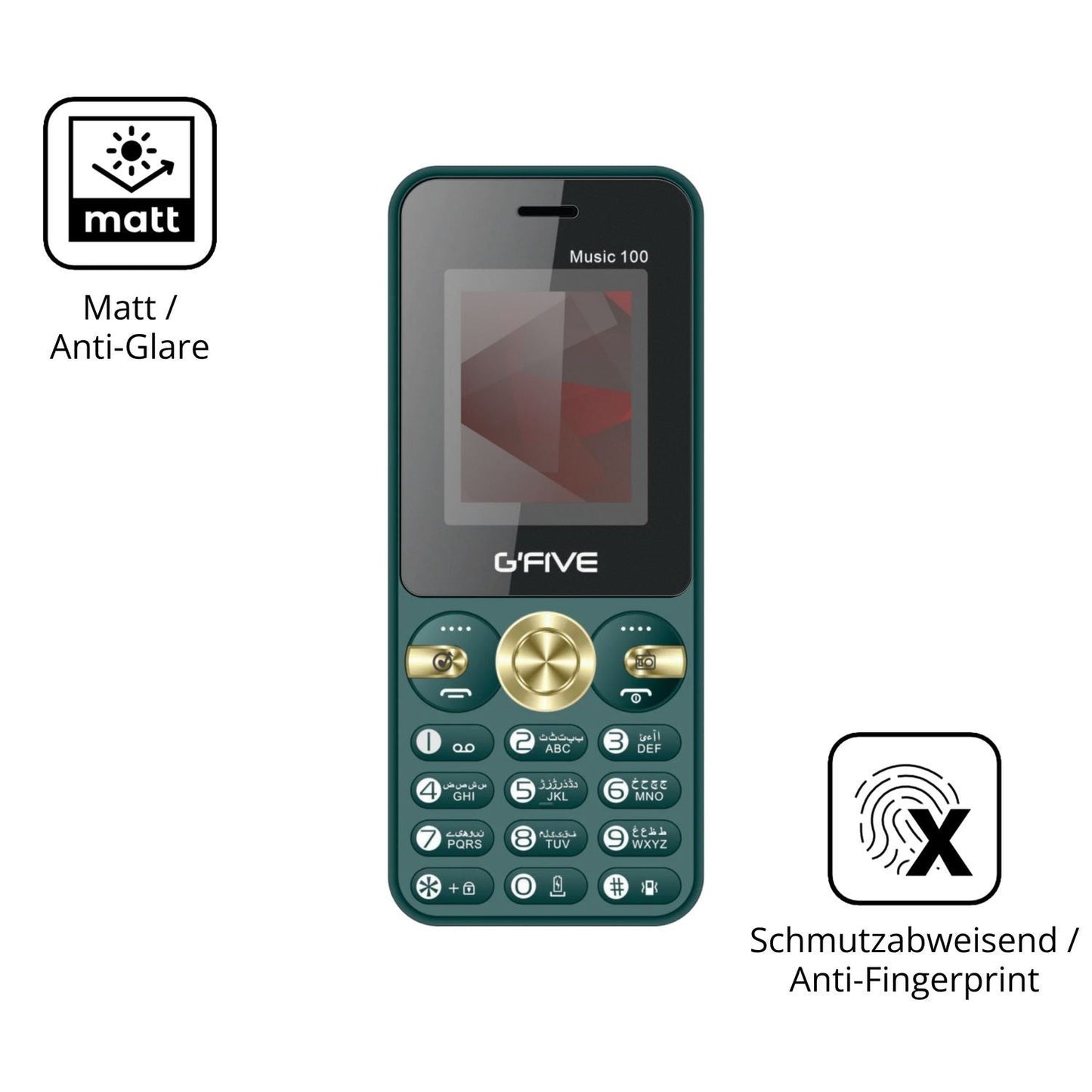 2x 9H Schutzfolie matt für GFive Music 100 Panzerf (5)