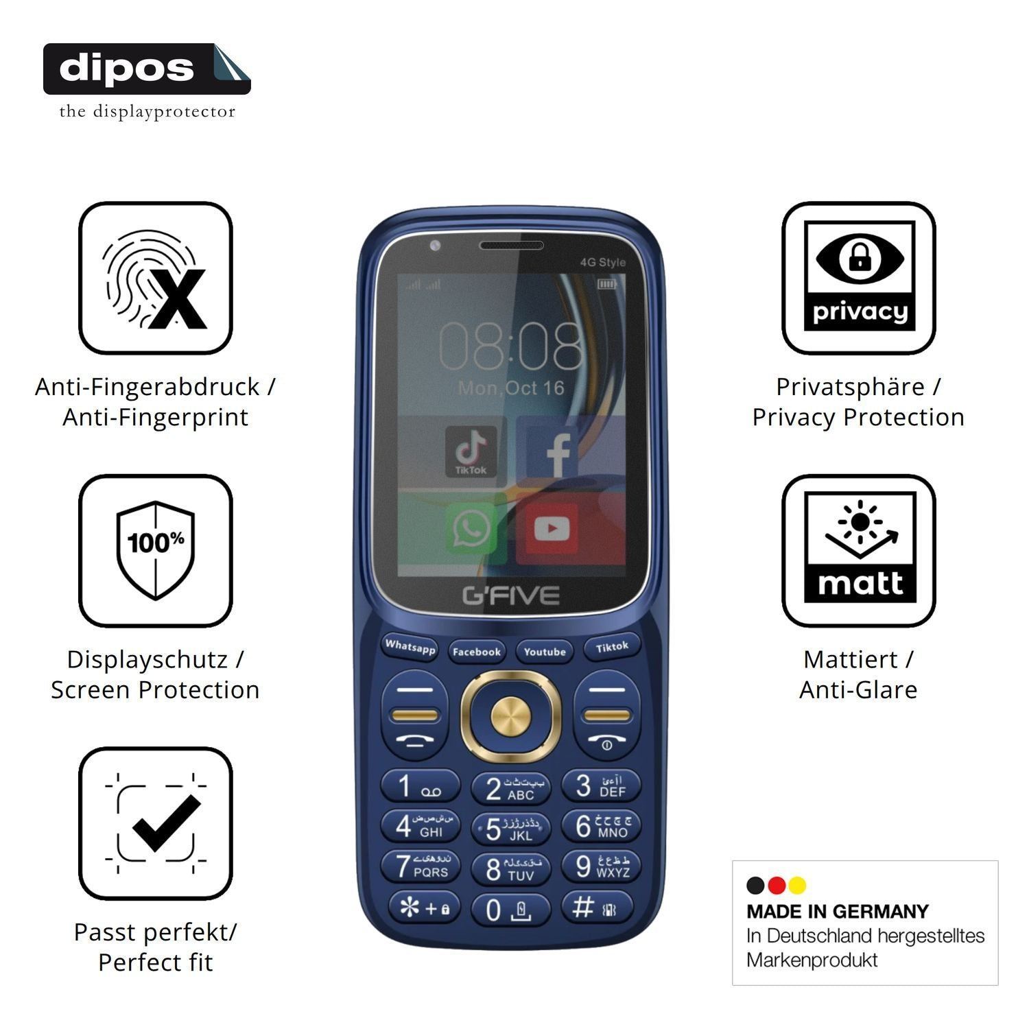Blickschutzfolie für GFive 4G Style matt Schutzfol (5)