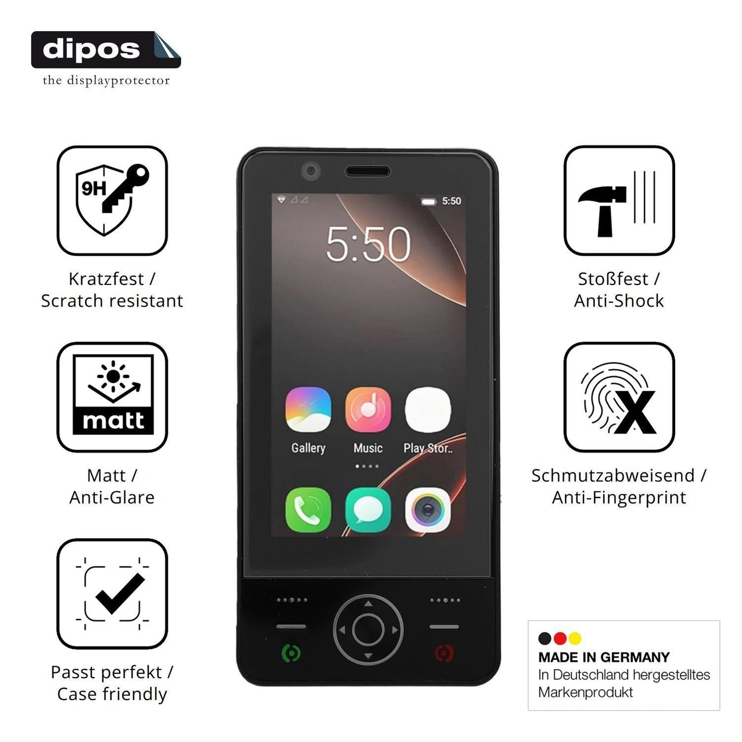 2x 9H Schutzfolie matt für Plyisty 4G Slide Phone  (7)