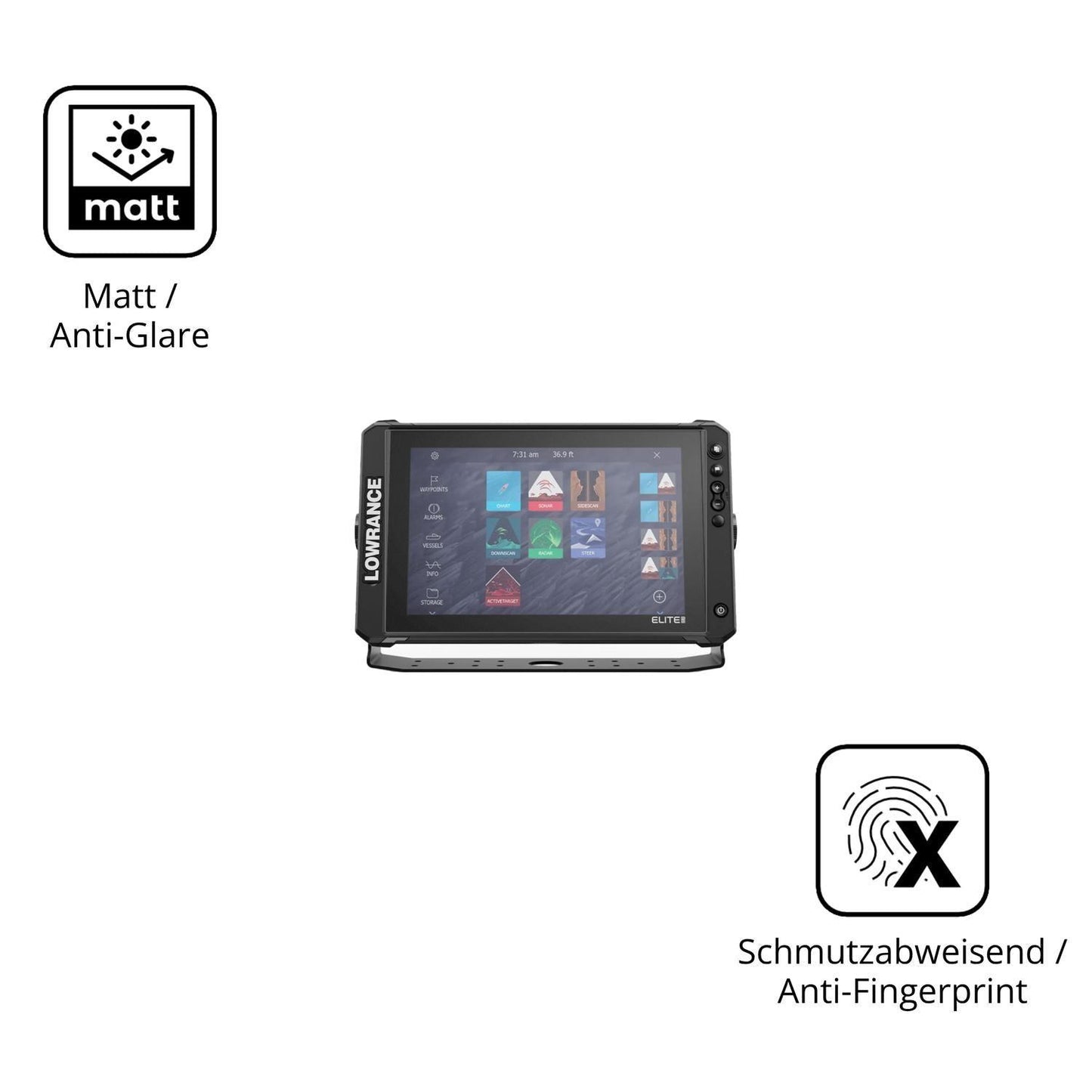 2x Schutzfolie matt für Lowrance Elite FS 12 Displ (5)