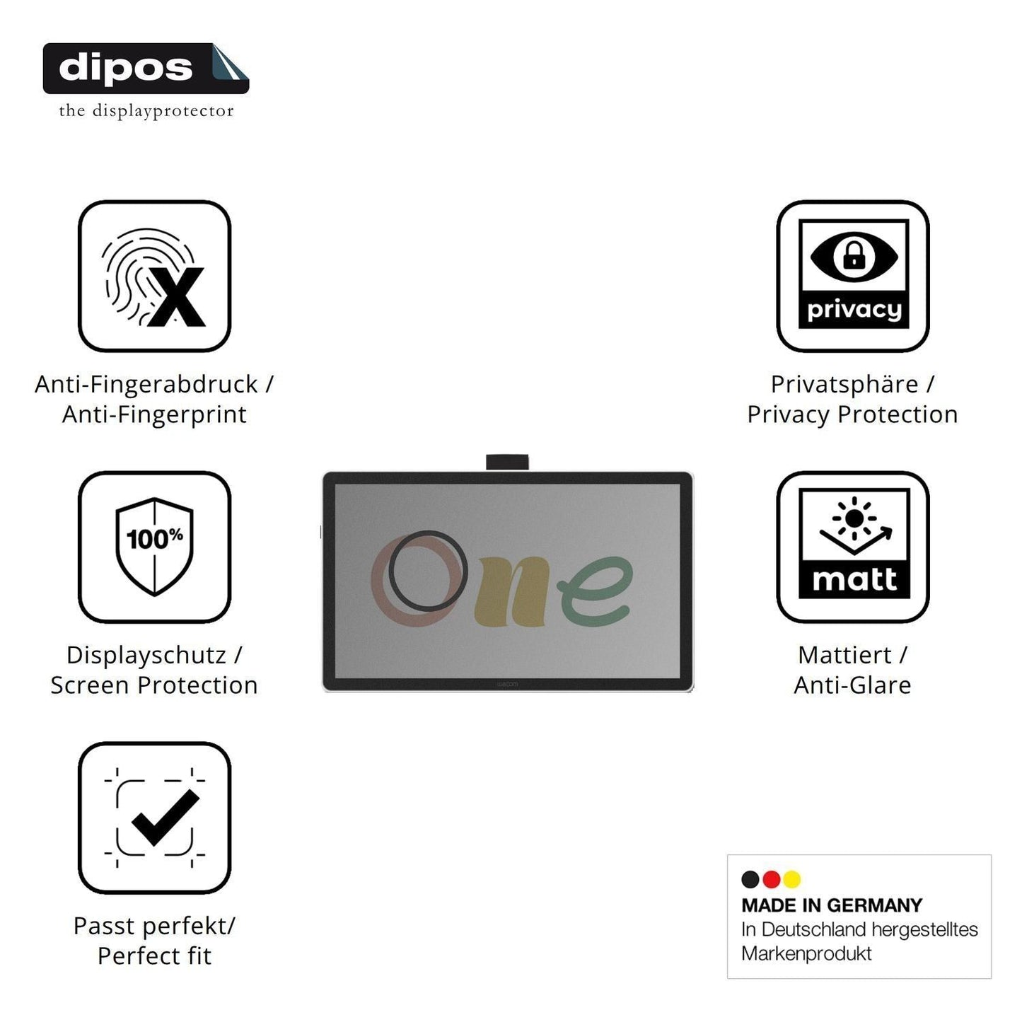 Blickschutzfolie für Wacom One 14 matt Schutzfolie (5)