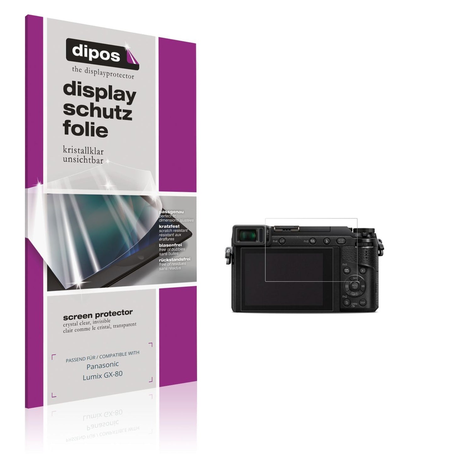 4x Schutzfolie klar für Panasonic Lumix GX-80 Disp (1)