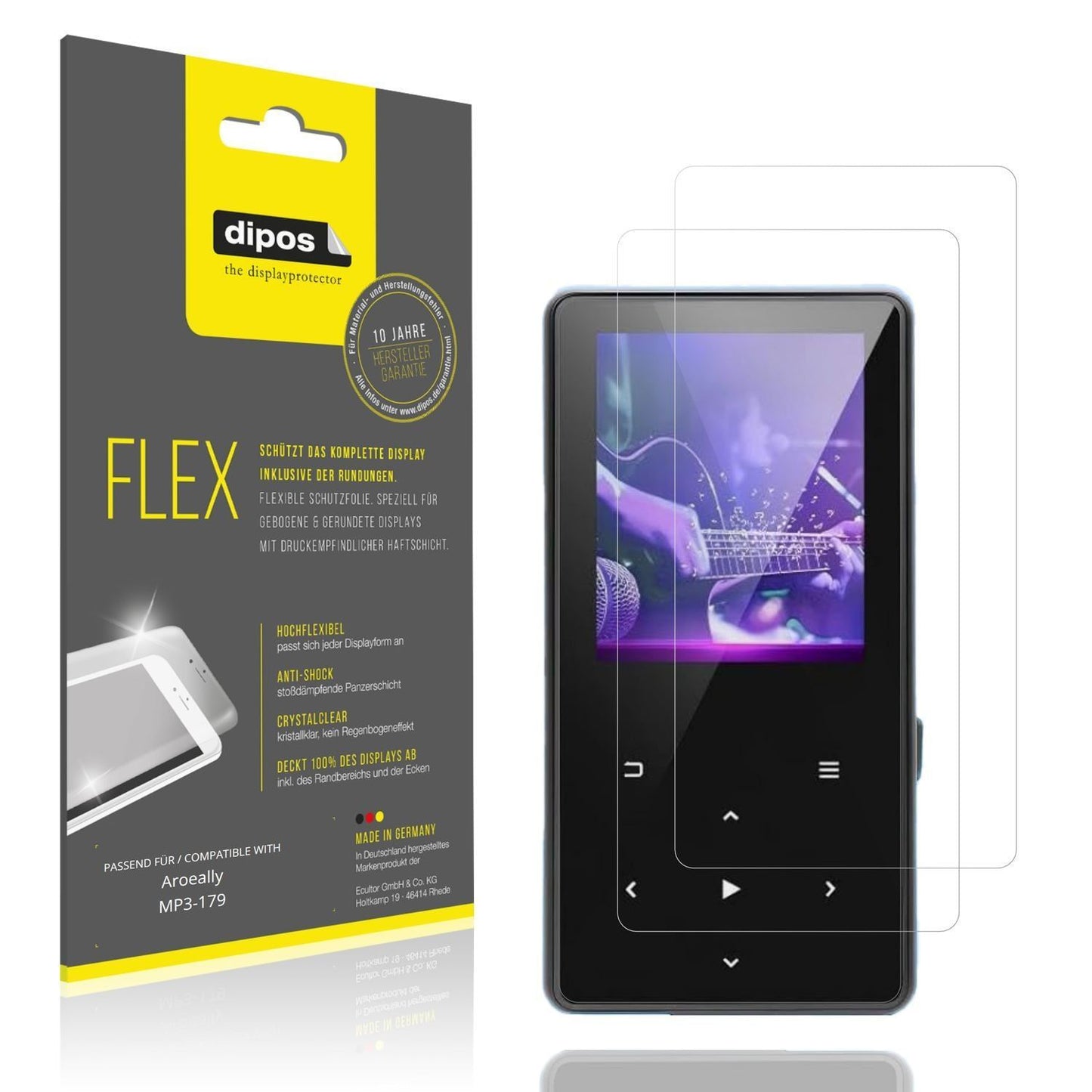 2x 3D Full Cover Schutzfolie für Aroeally MP3-179 (1)