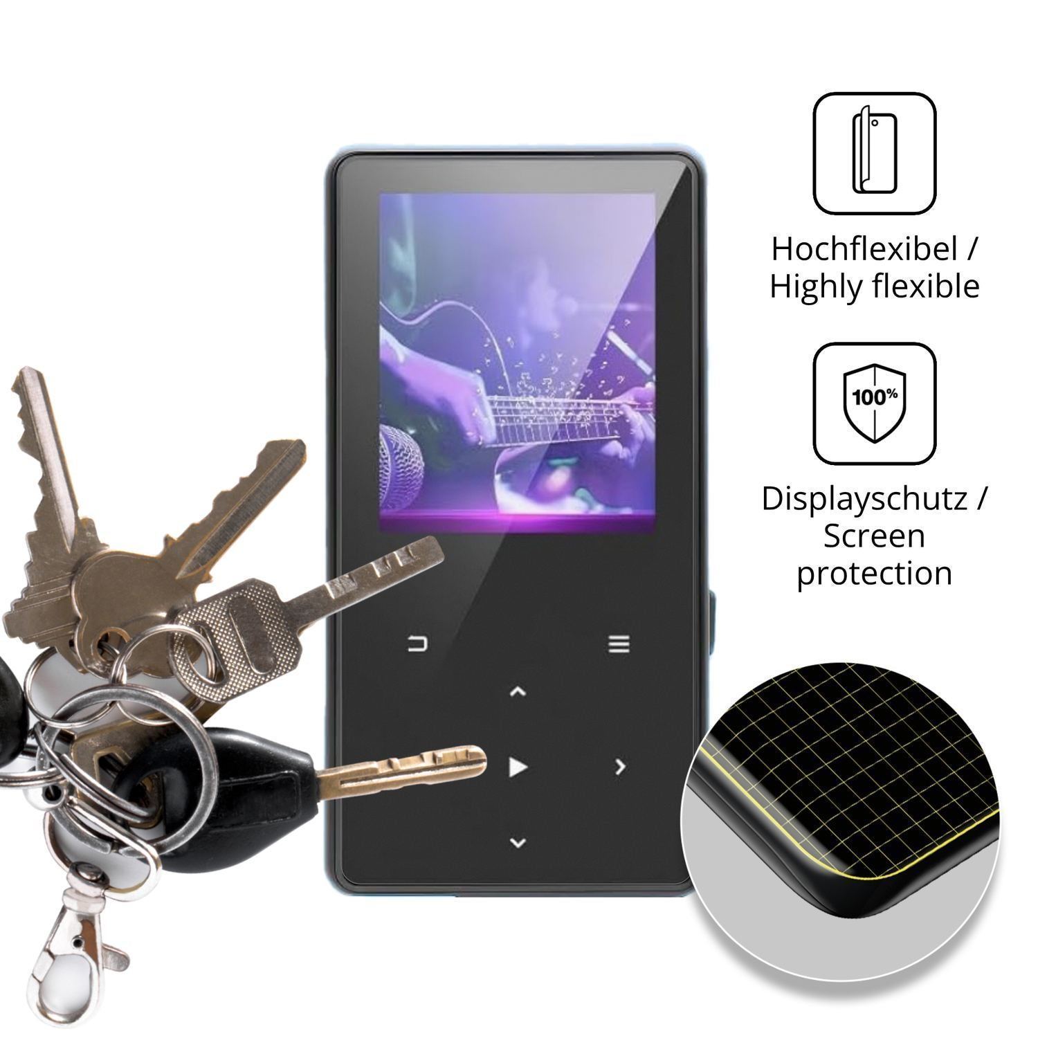 2x Full Cover Schutzfolie matt für Aroeally MP3-17 (3)