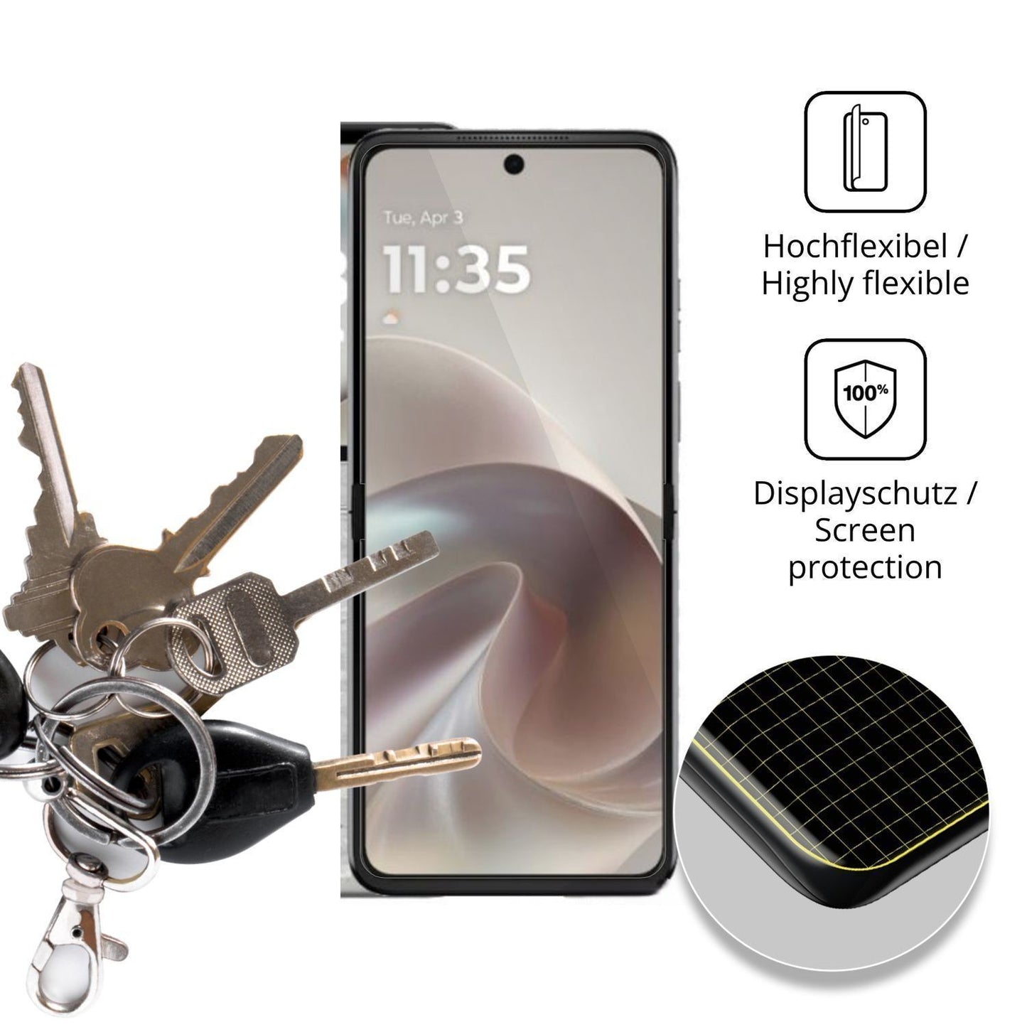 2x 3D Full Cover Schutzfolie für Motorola Razr 70  (3)