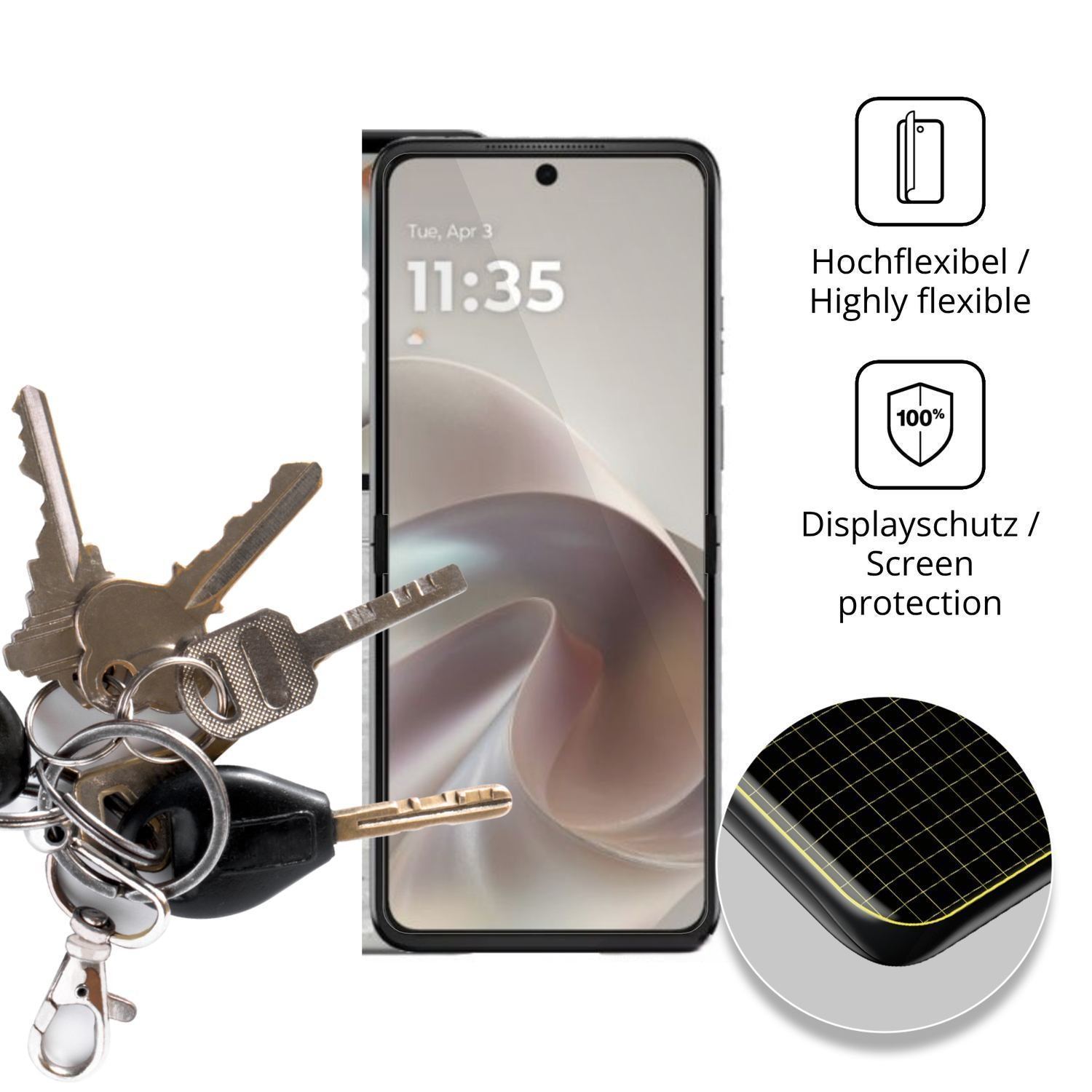 2x 3D Full Cover Schutzfolie für Motorola Razr 70  (3)