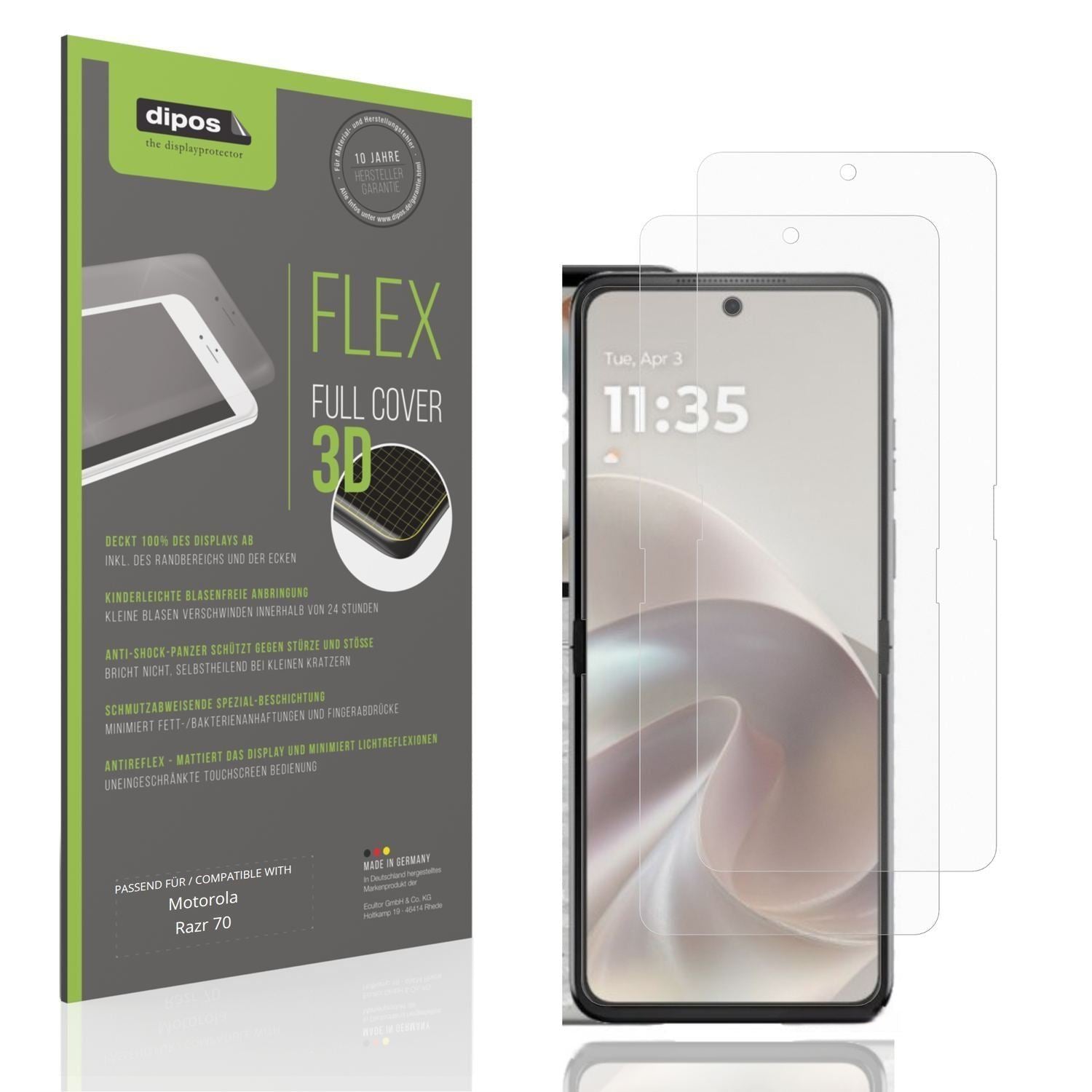 2x Full Cover Schutzfolie matt für Motorola Razr 7 (1)
