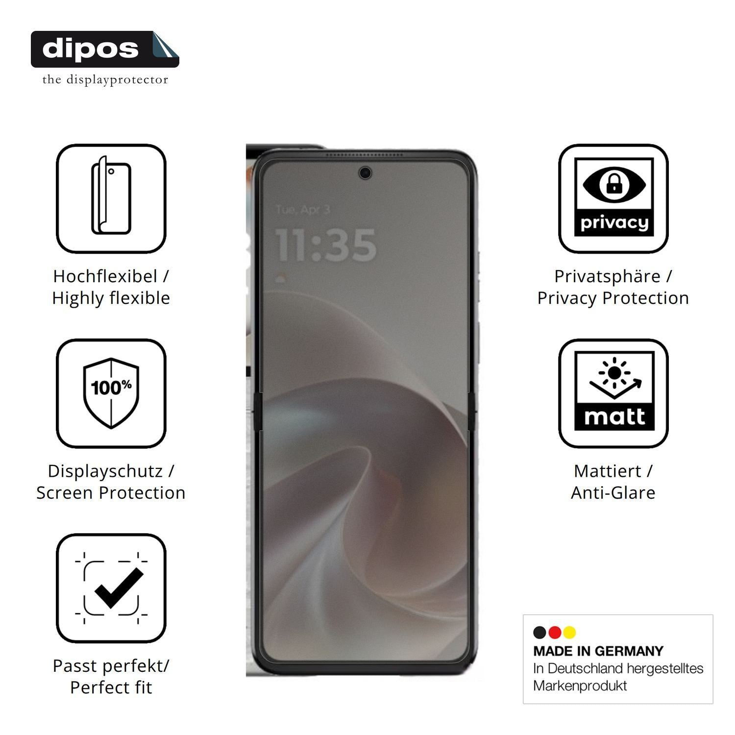 Full Cover Privacy Blickschutzfolie für Motorola R (5)