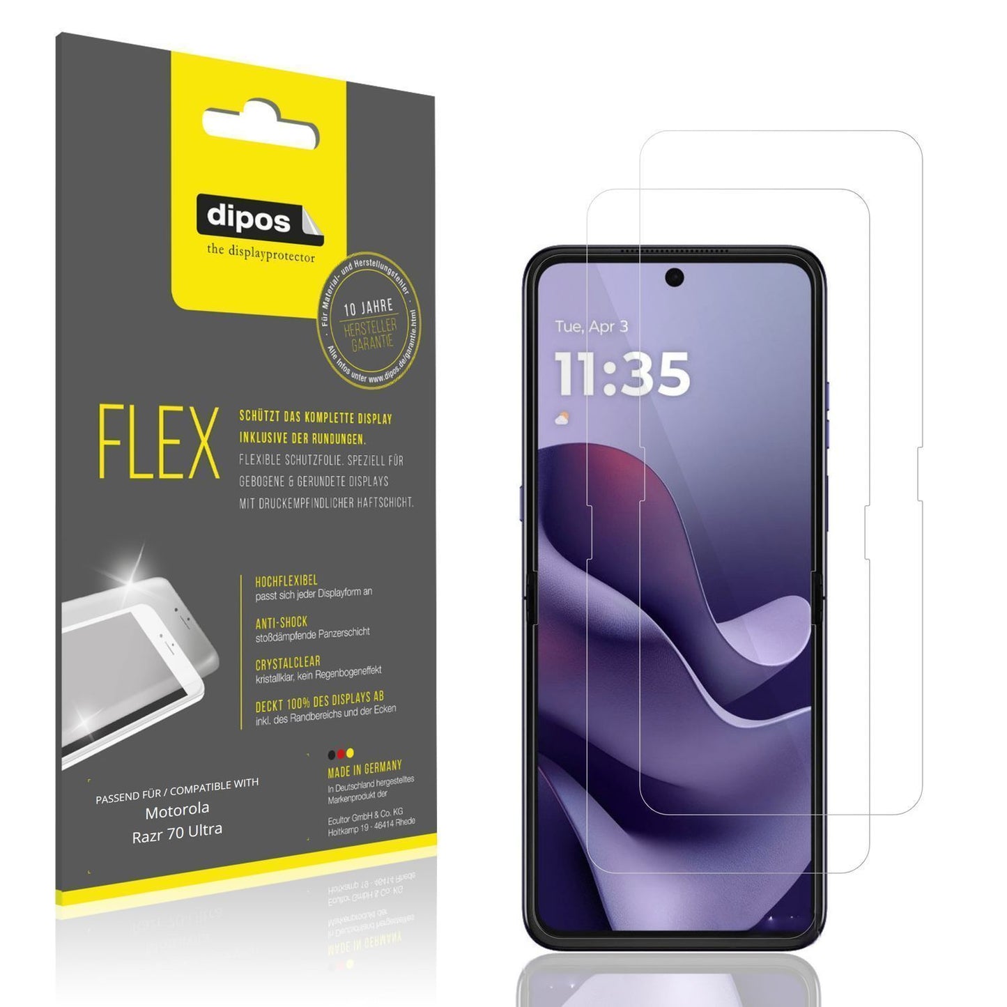 2x 3D Full Cover Schutzfolie für Motorola Razr 70  (1)