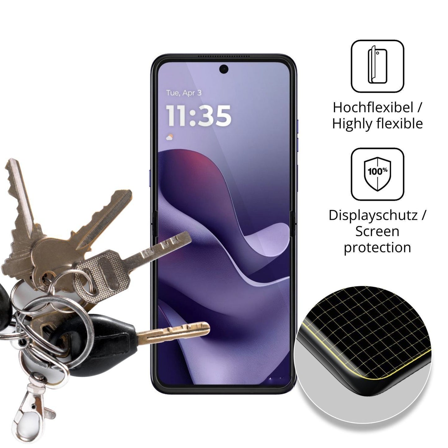 2x 3D Full Cover Schutzfolie für Motorola Razr 70  (3)