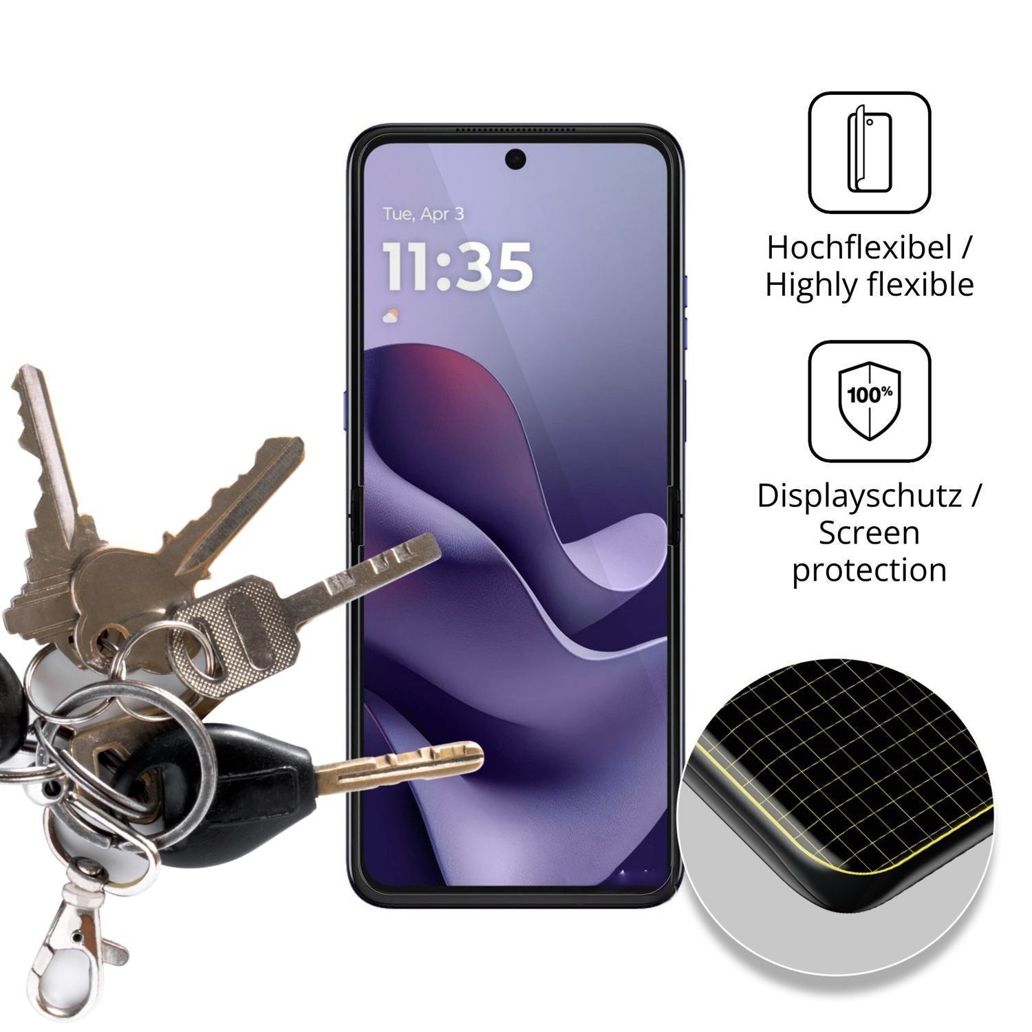 2x 3D Full Cover Schutzfolie für Motorola Razr 70  (3)