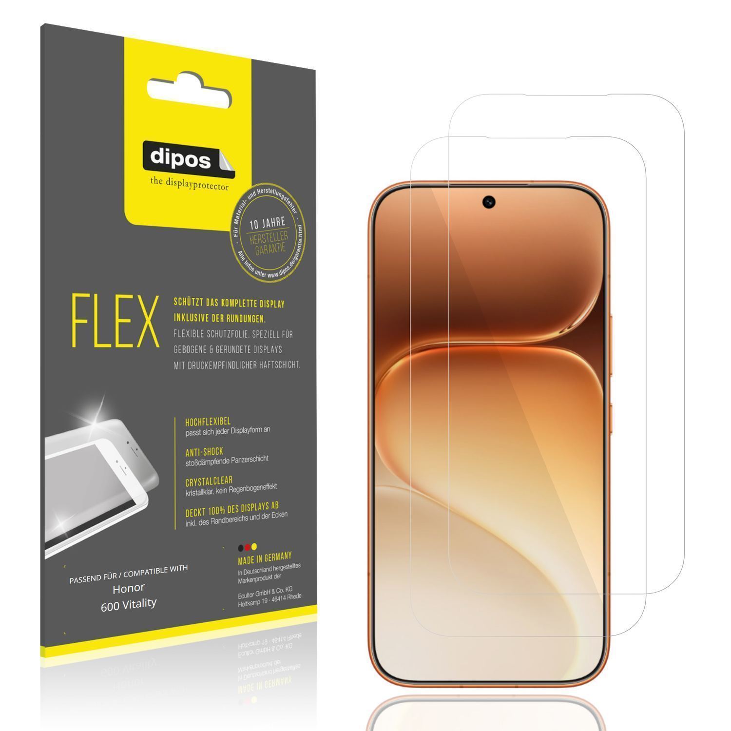 2x 3D Full Cover Schutzfolie für Honor 600 Vitalit (1)