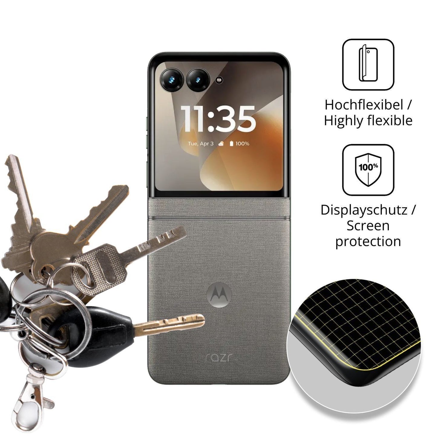 2x 3D Full Cover Schutzfolie für Motorola Razr 70  (3)