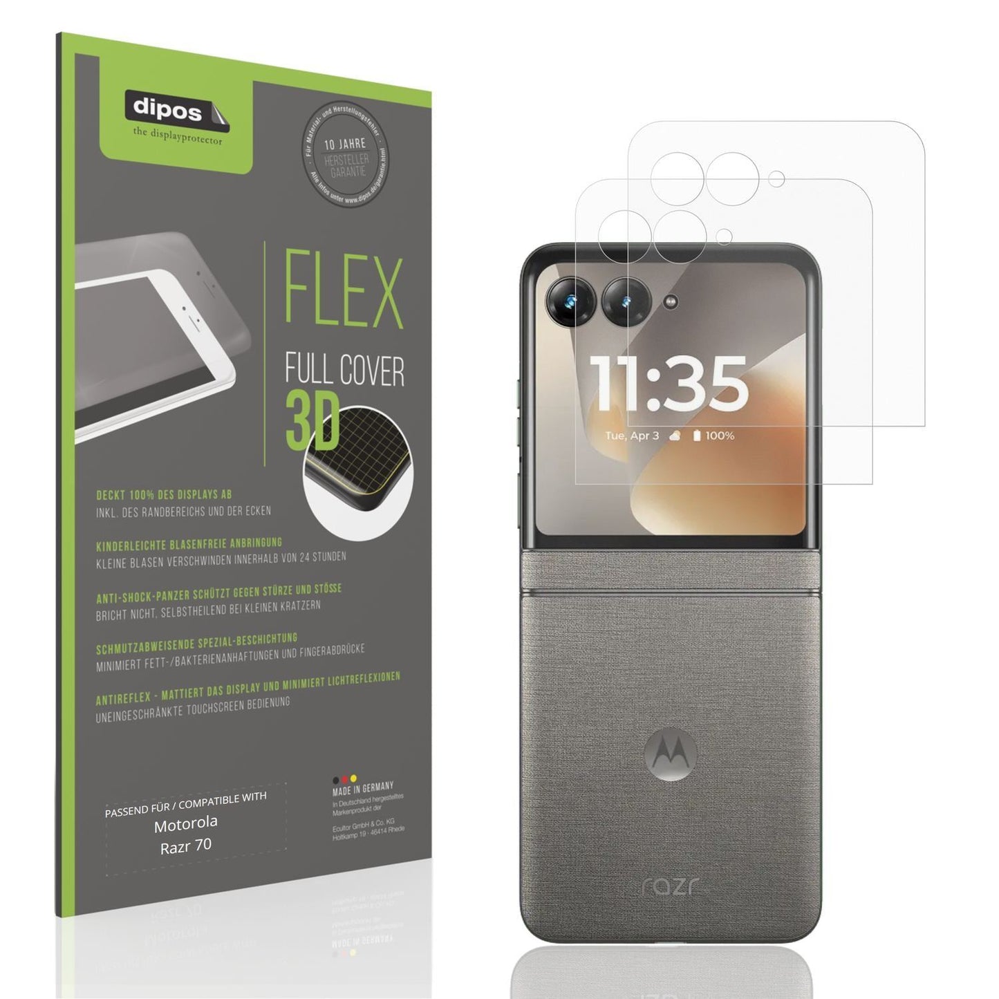 2x Full Cover Schutzfolie matt für Motorola Razr 7 (1)