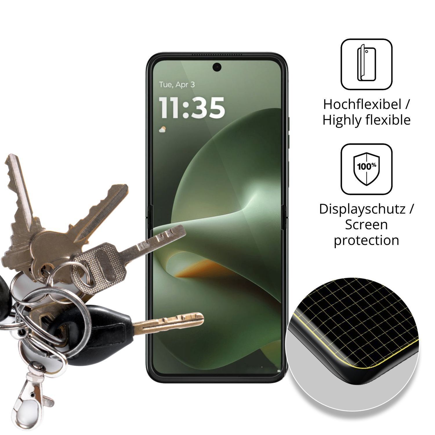 2x 3D Full Cover Schutzfolie für Motorola Razr 70  (3)