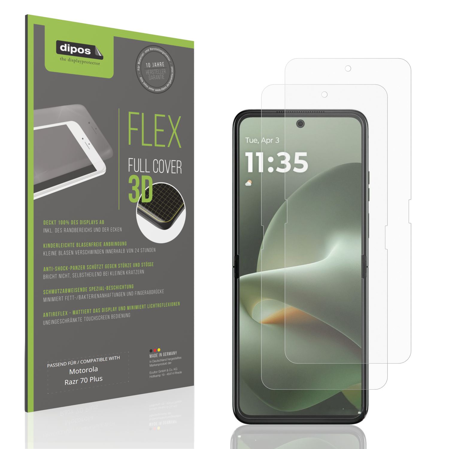 2x Full Cover Schutzfolie matt für Motorola Razr 7 (1)