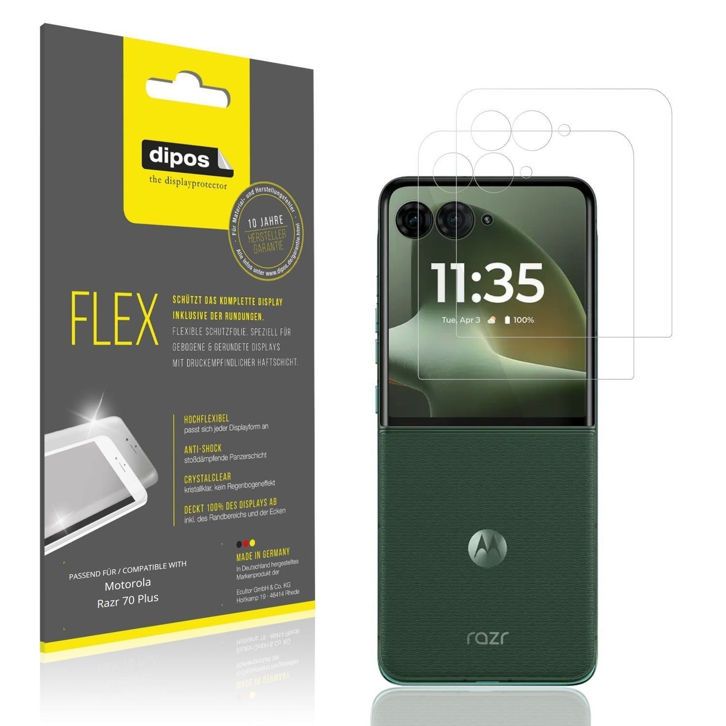 2x 3D Full Cover Schutzfolie für Motorola Razr 70  (1)