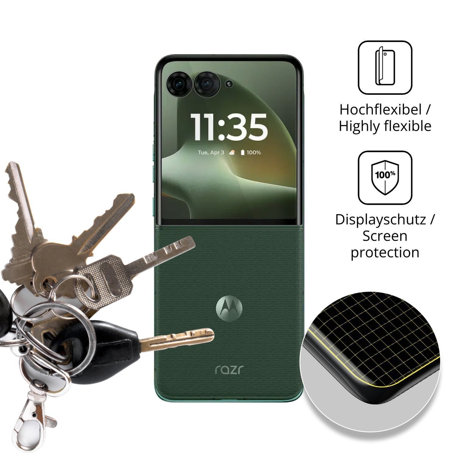 2x 3D Full Cover Schutzfolie für Motorola Razr 70  (3)