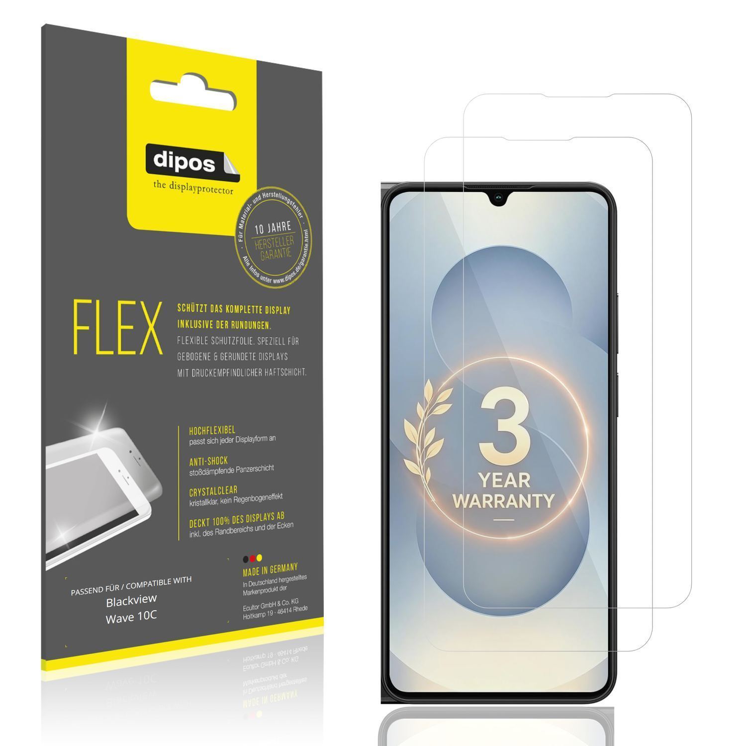 2x 3D Full Cover Schutzfolie für Blackview Wave 10 (1)