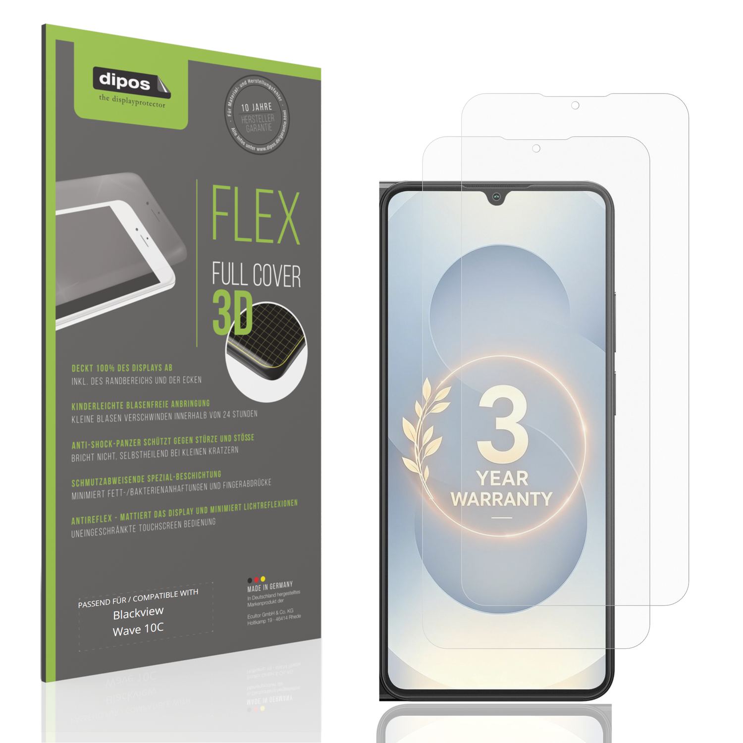 2x Full Cover Schutzfolie matt für Blackview Wave  (1)