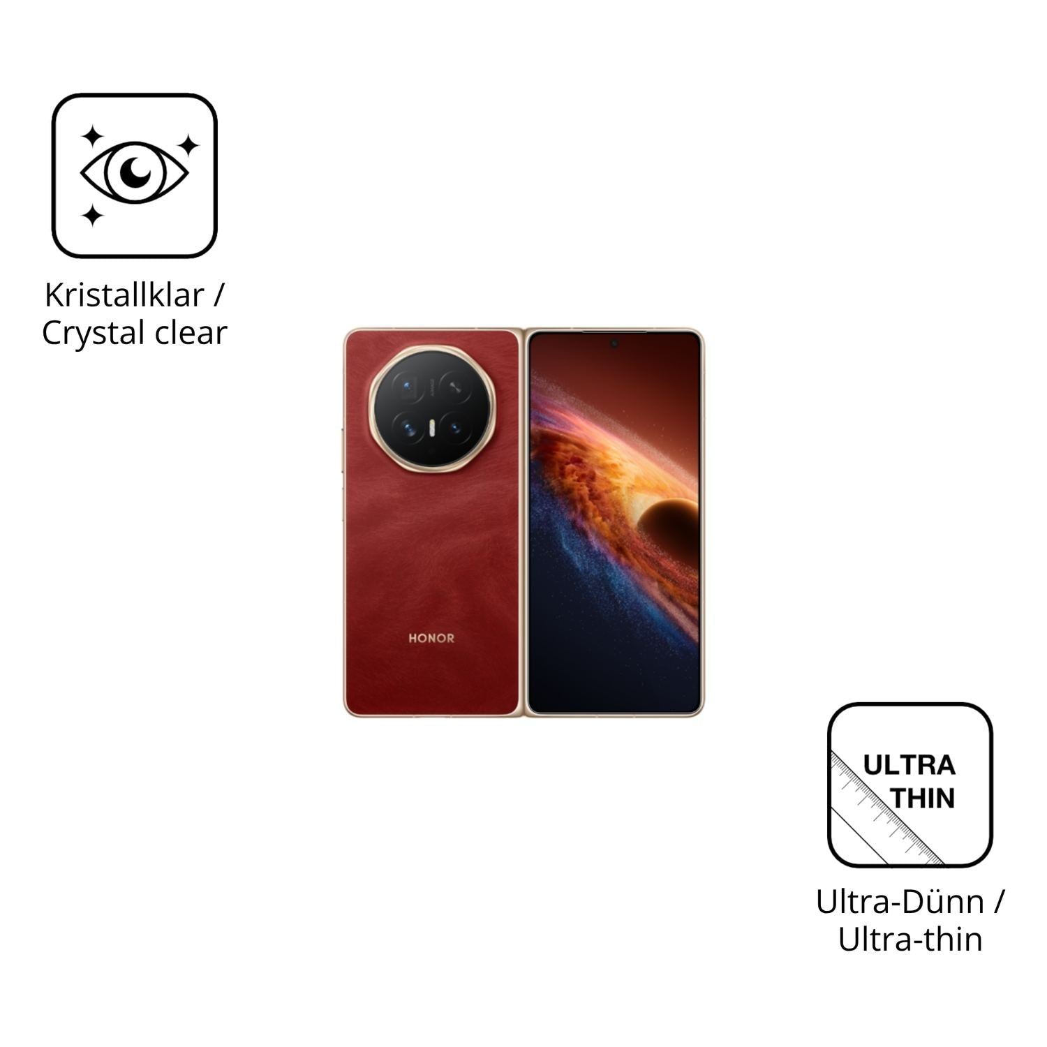 4x Schutzfolie klar für Honor Magic V6 Aussenseite (5)