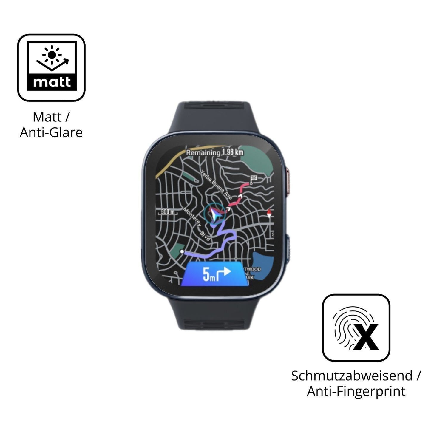 6x Schutzfolie matt für Amazfit Bip Max 50mm Displ (5)