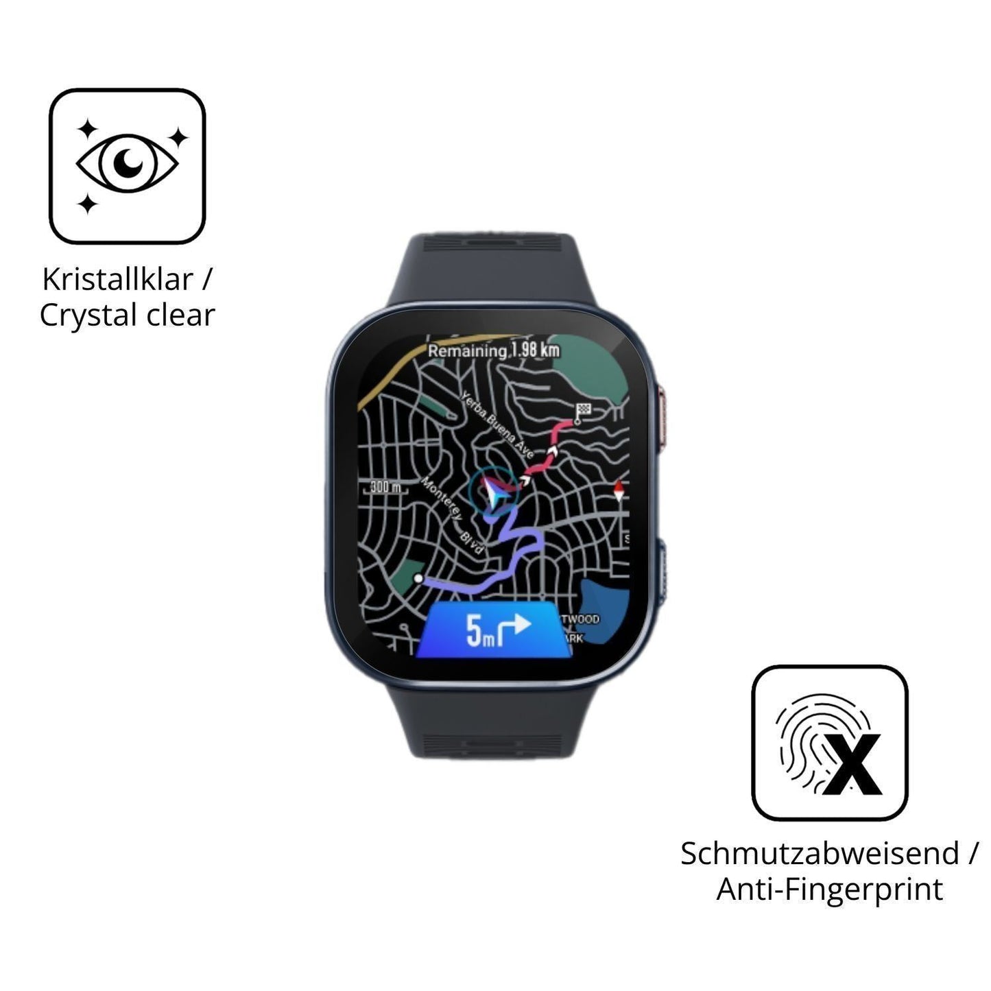 2x 9H Schutzfolie für Amazfit Bip Max 50mm Panzerf (5)