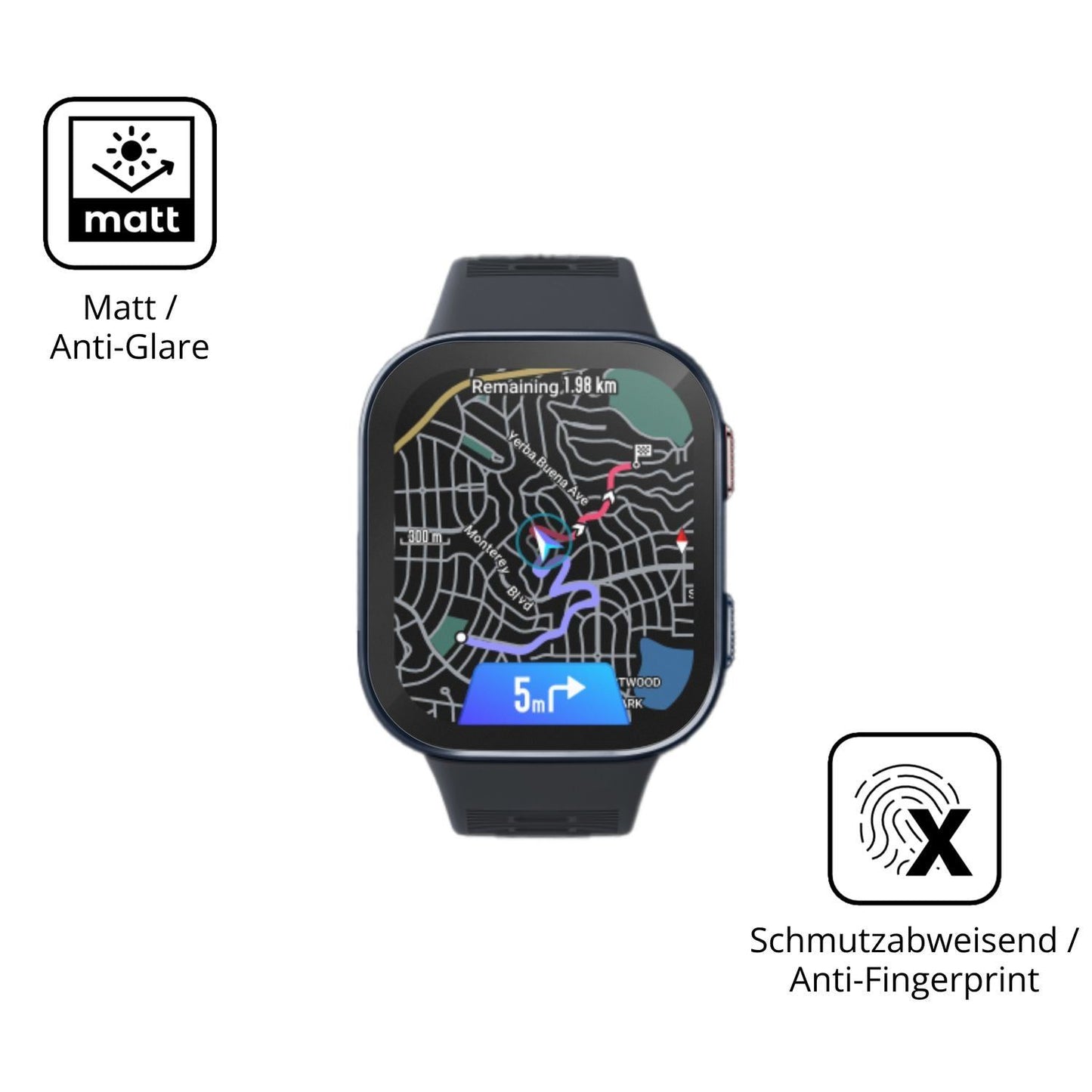 2x 9H Schutzfolie matt für Amazfit Bip Max 50mm Pa (5)
