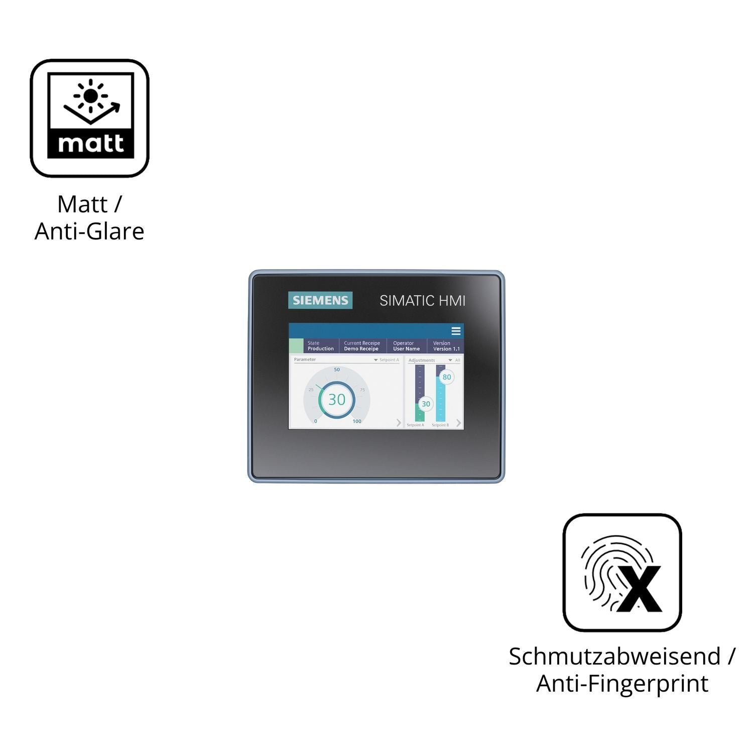 2x Schutzfolie matt für Siemens Simatic HMI MTP400 (5)