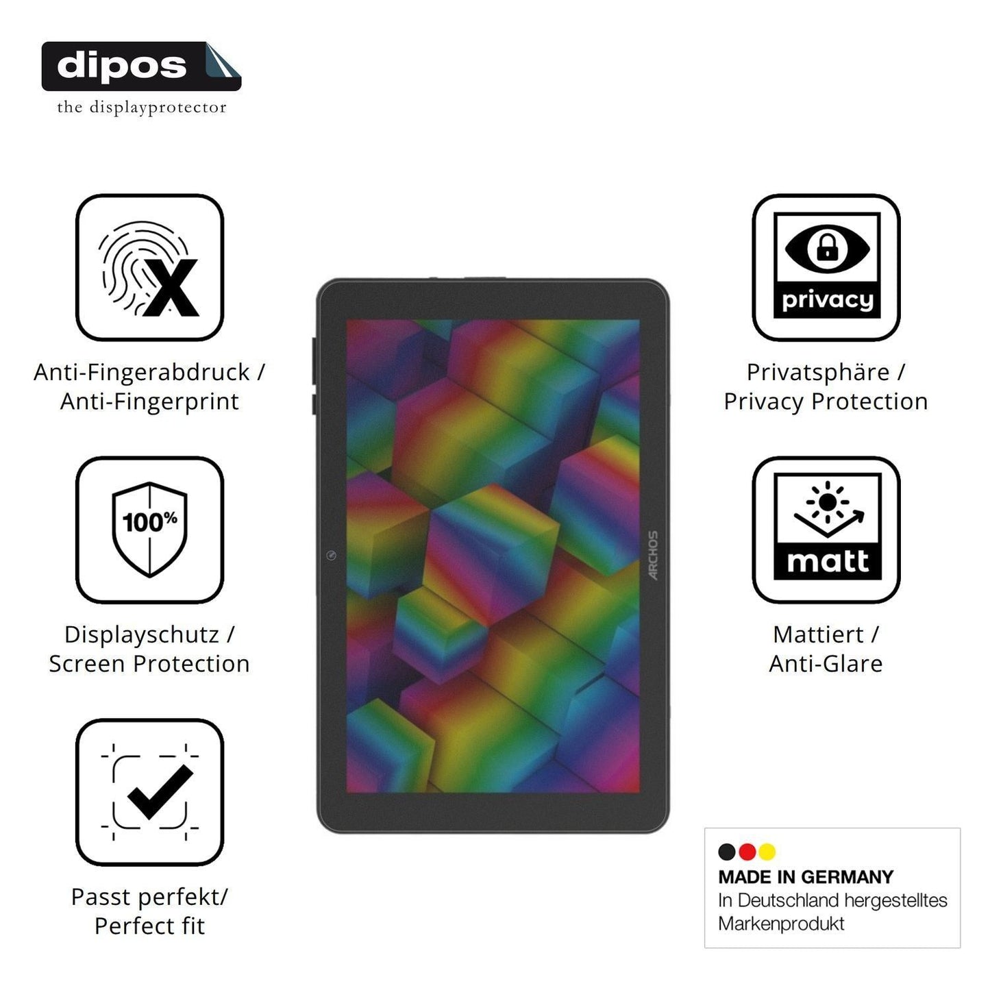 Blickschutzfolie für Archos Oxygen 101s Ultra matt (5)