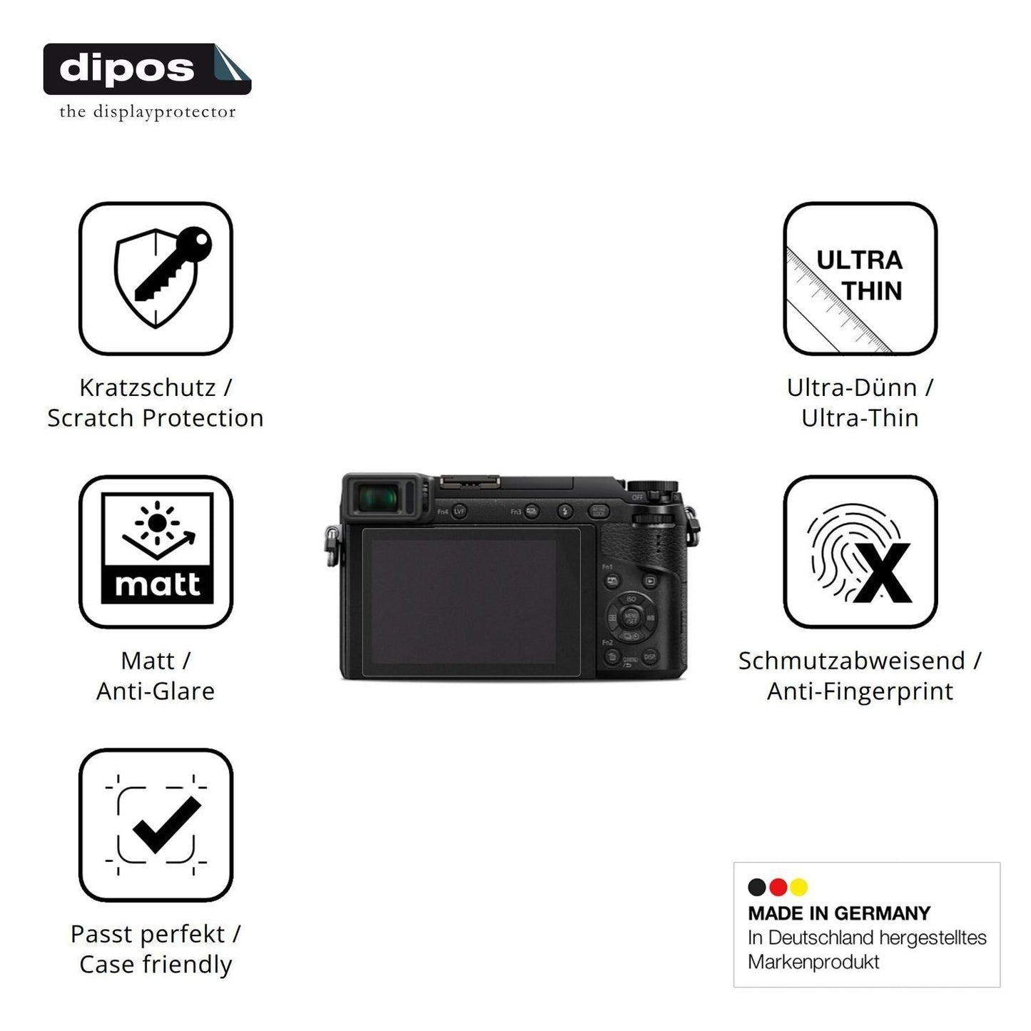 4x Schutzfolie matt für Panasonic GX80 Display-Sch (7)