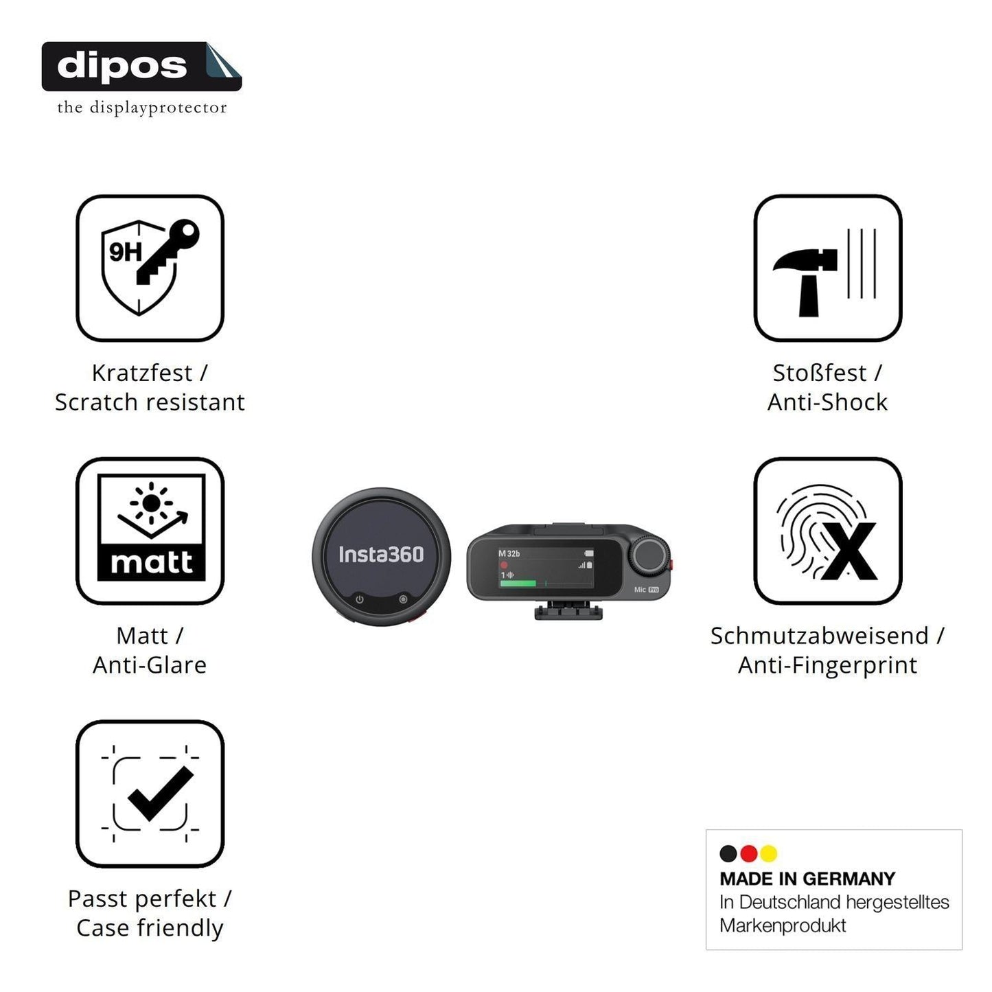 2x 9H Schutzfolie matt für Insta360 Mic Pro TX + R (1)