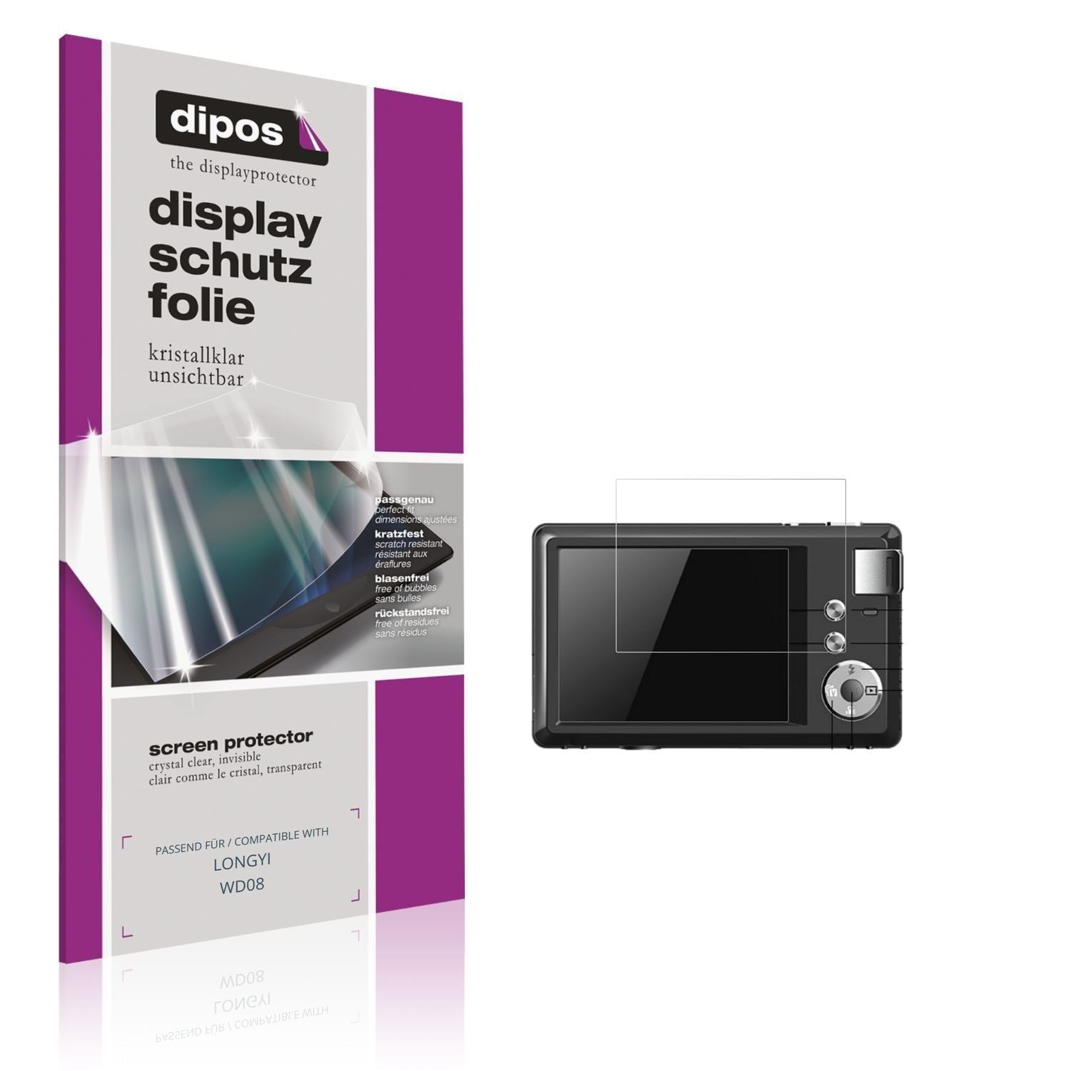 4x Schutzfolie klar für LONGYI WD08 Display-Schutz (1)