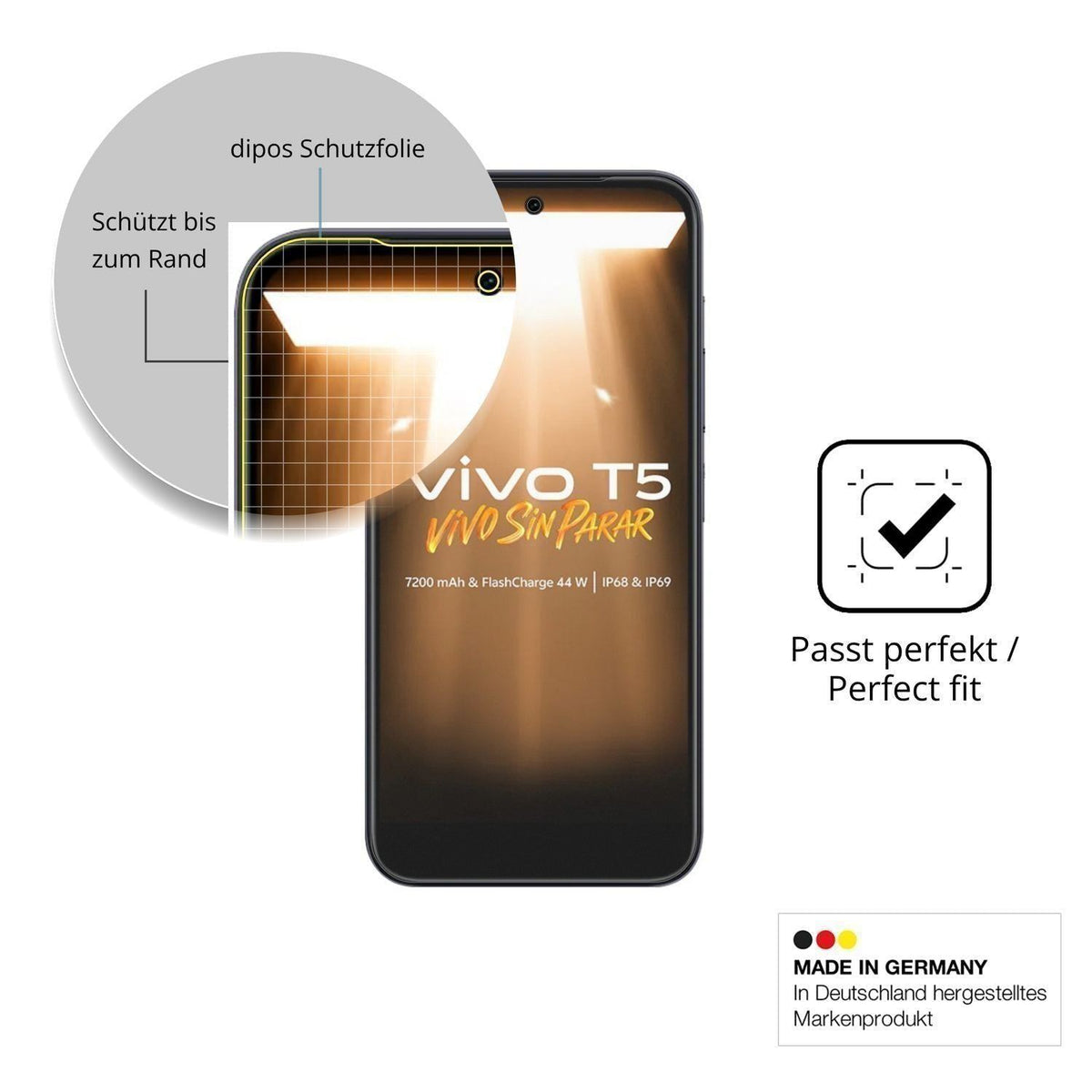 2x Full Cover Schutzfolie matt für Vivo T5 (6)