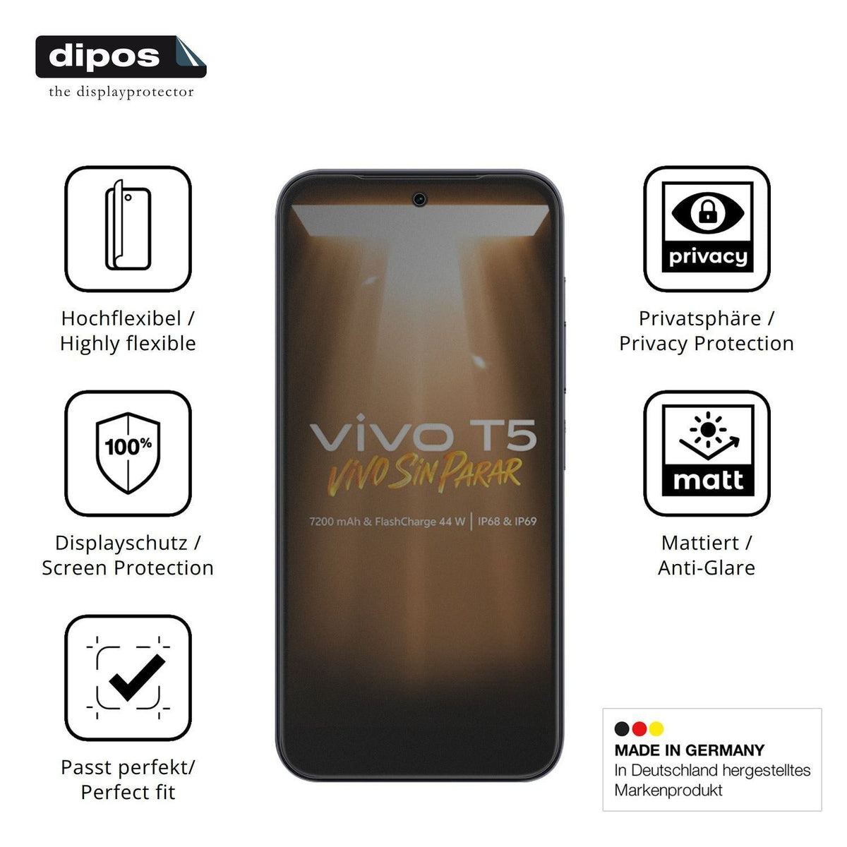 Full Cover Privacy Blickschutzfolie für Vivo T5 (5)