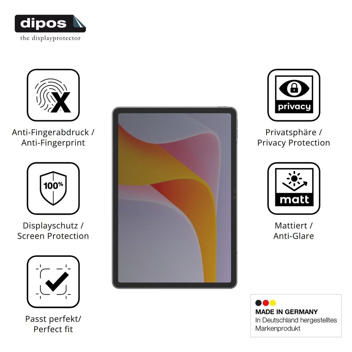 Blickschutzfolie für Ulefone Tab A12 Pro matt Schu (5)