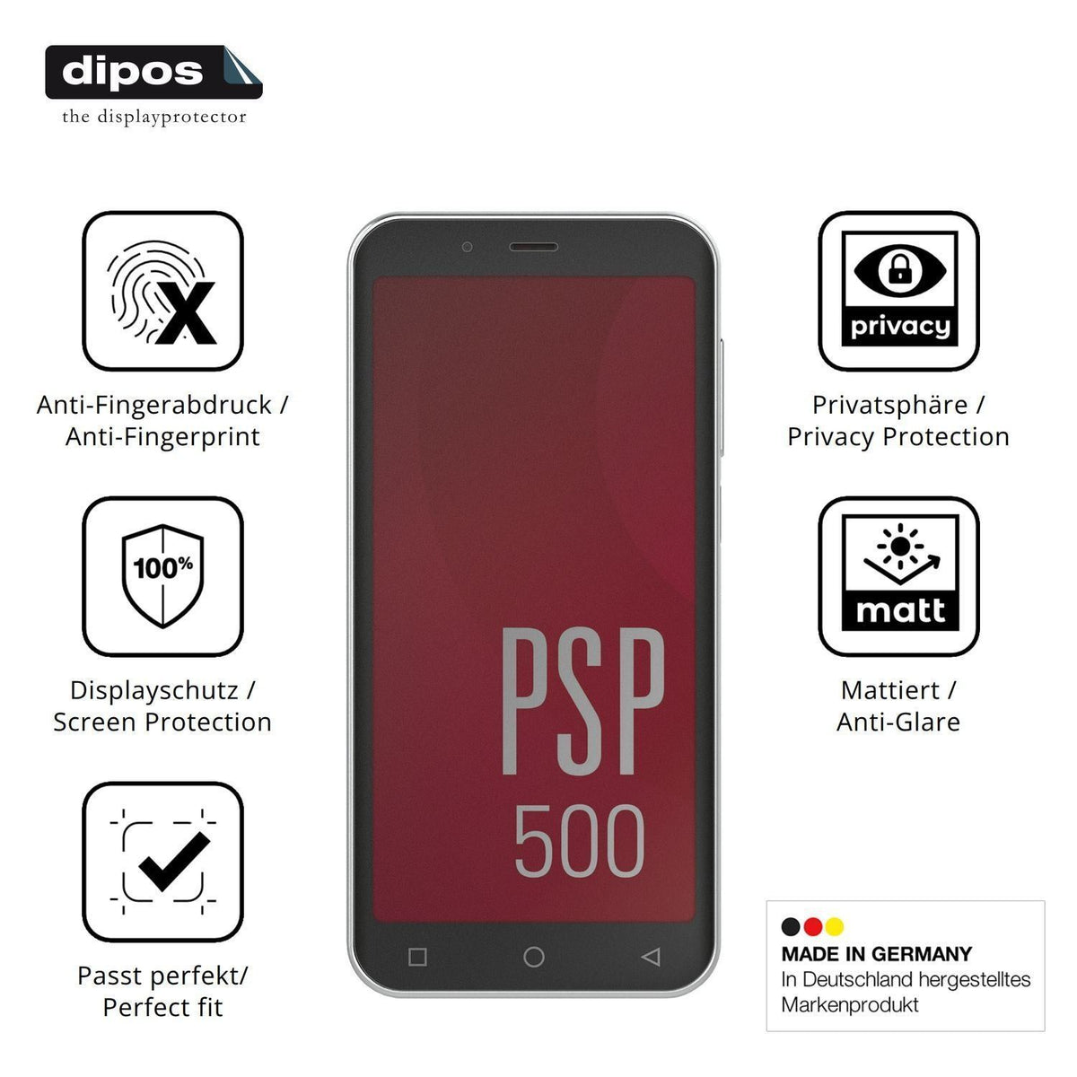 Blickschutzfolie für Peaq PSP 500 matt Schutzfolie (5)