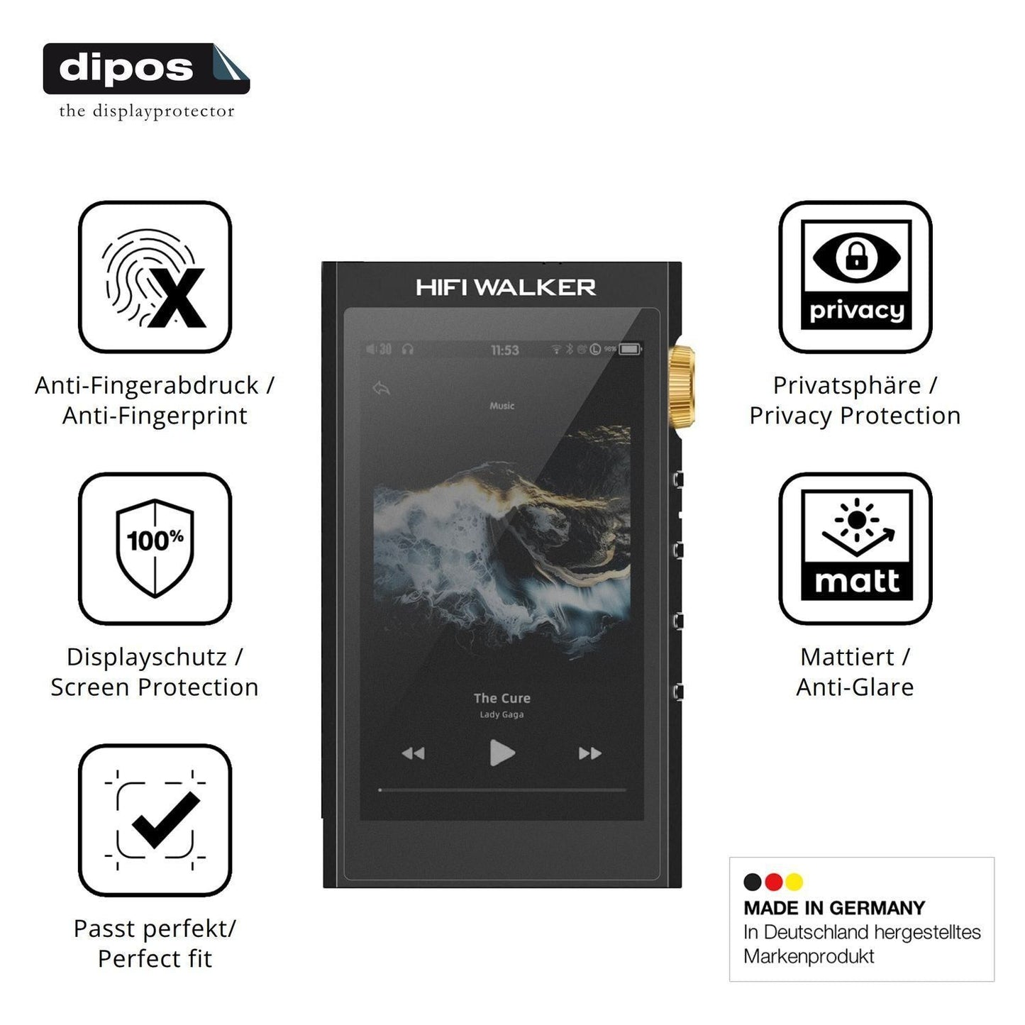 Blickschutzfolie für HIFI WALKER H20 Ultra matt Sc (5)