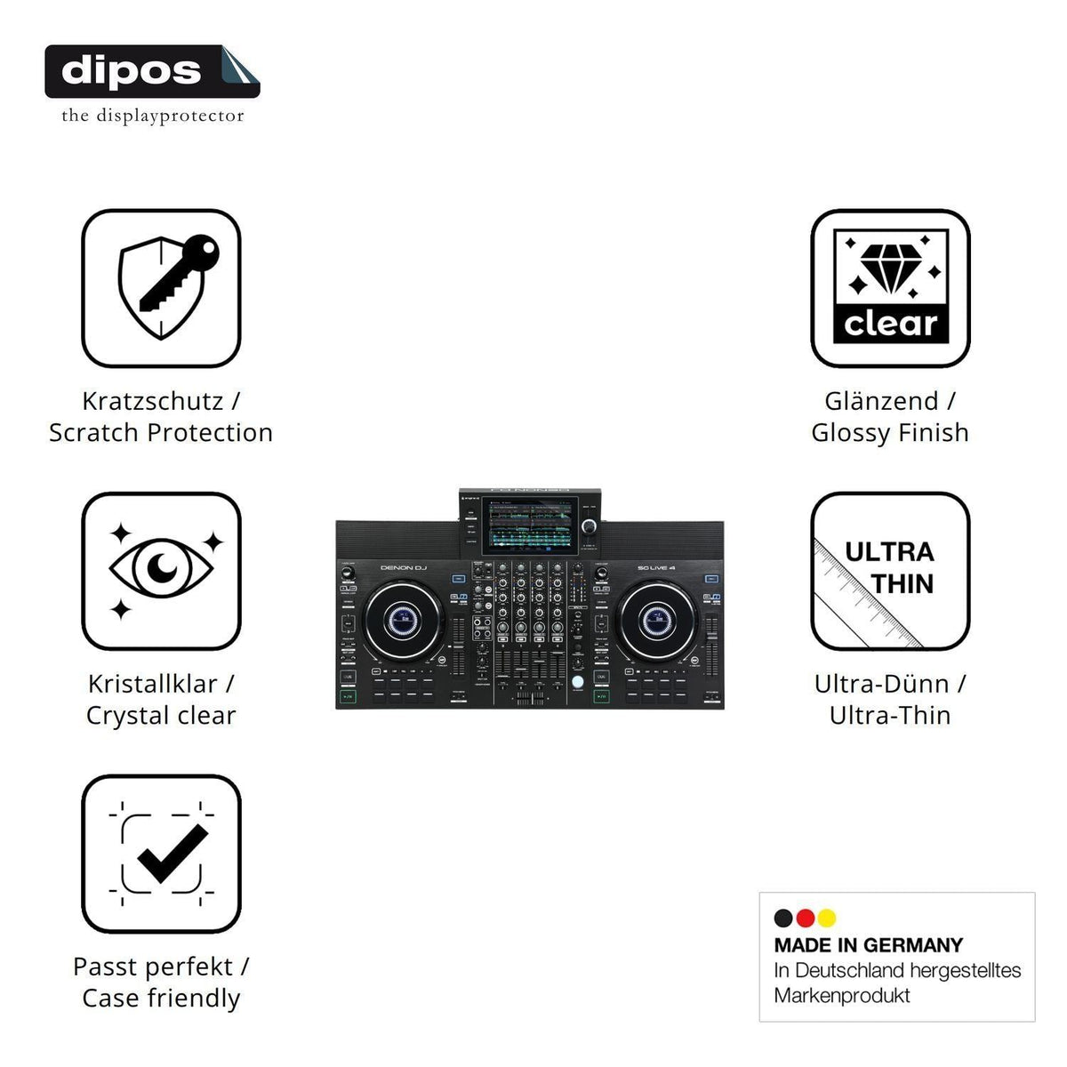 2x Schutzfolie klar für Denon SC Live 4 Jog Wheel  (7)