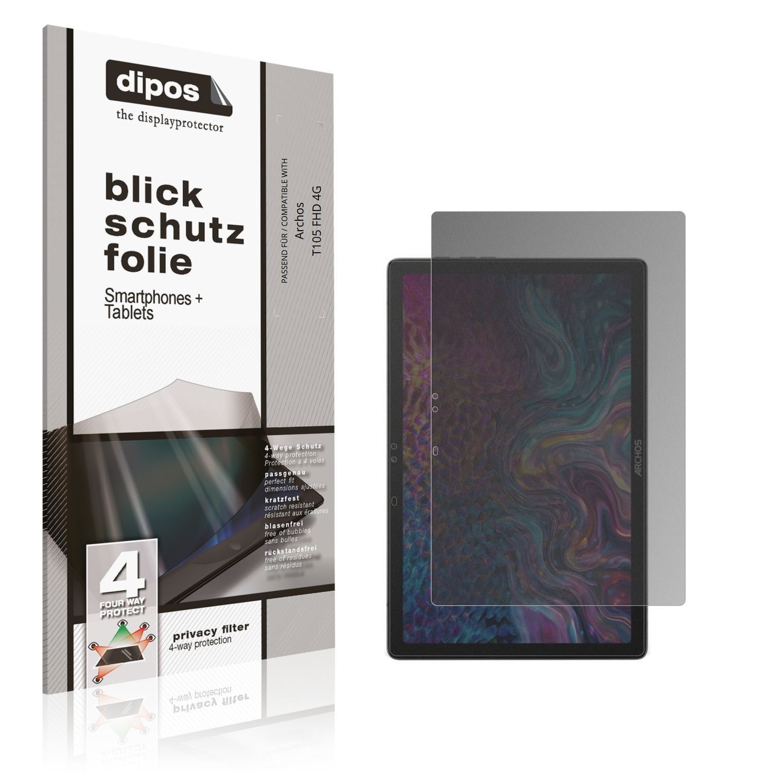 Blickschutzfolie für Archos T105 FHD 4G matt Schut (1)